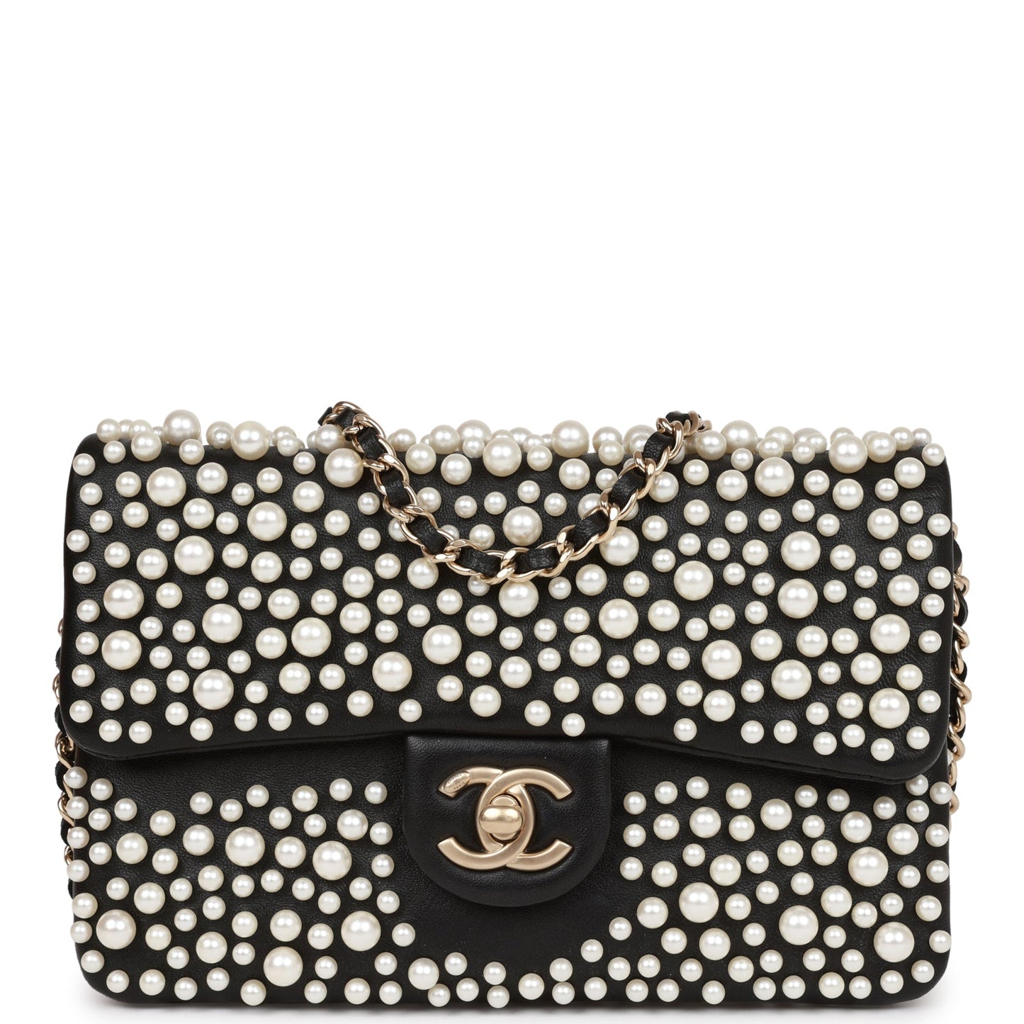 Chanel Paris-Dubai Pearly Flap Bag Black Lambskin Light Gold Hardware