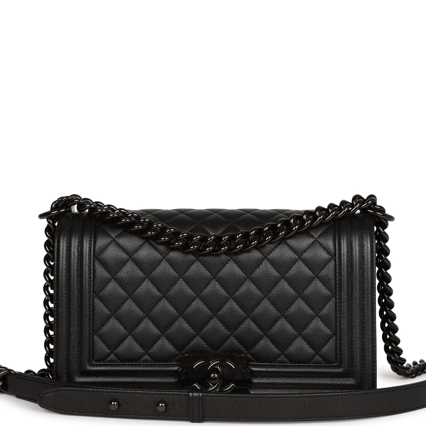 Chanel Medium Boy Bag So Black Caviar Black Hardware