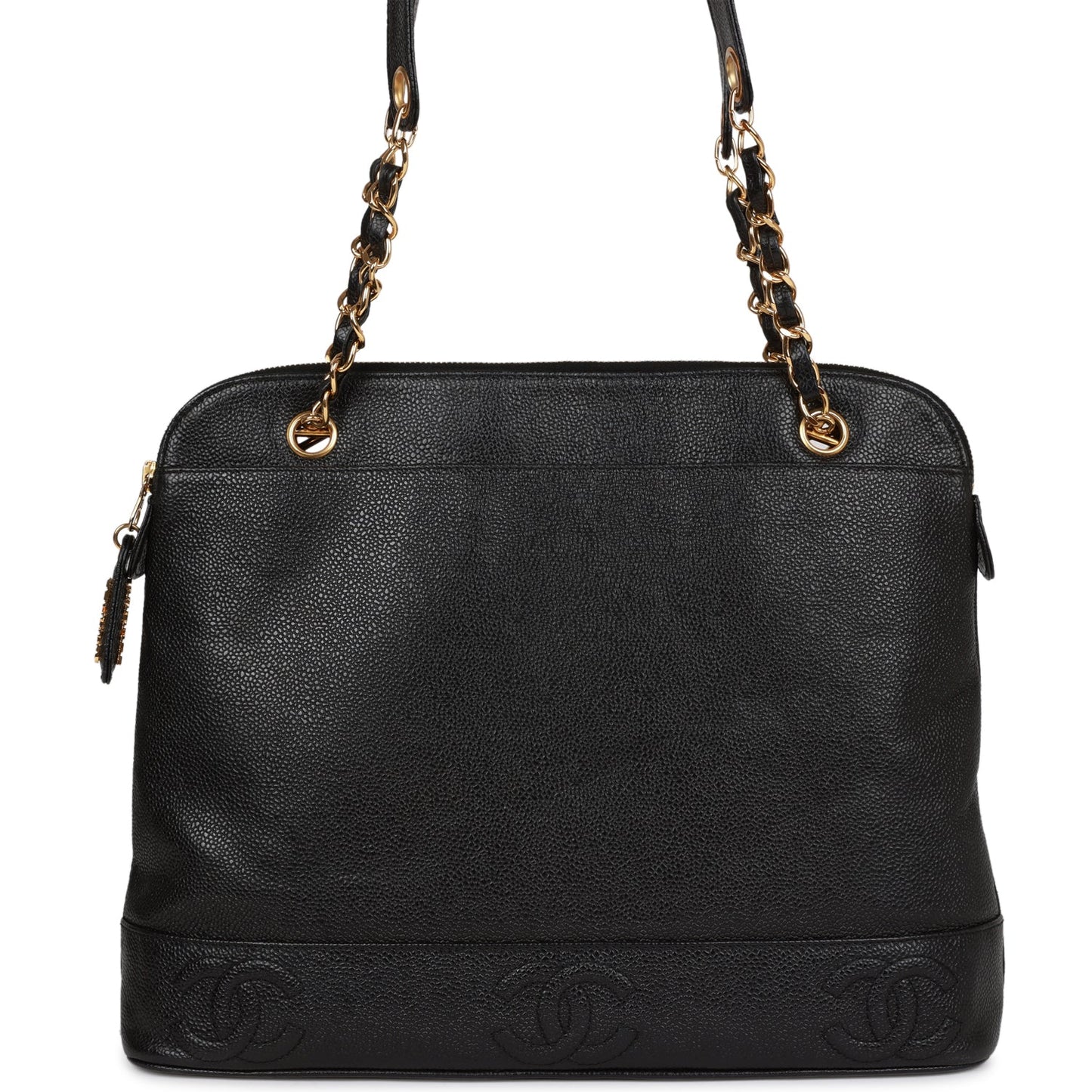 Chanel Triple Cc Tote Bag Black Caviar Gold Hardware