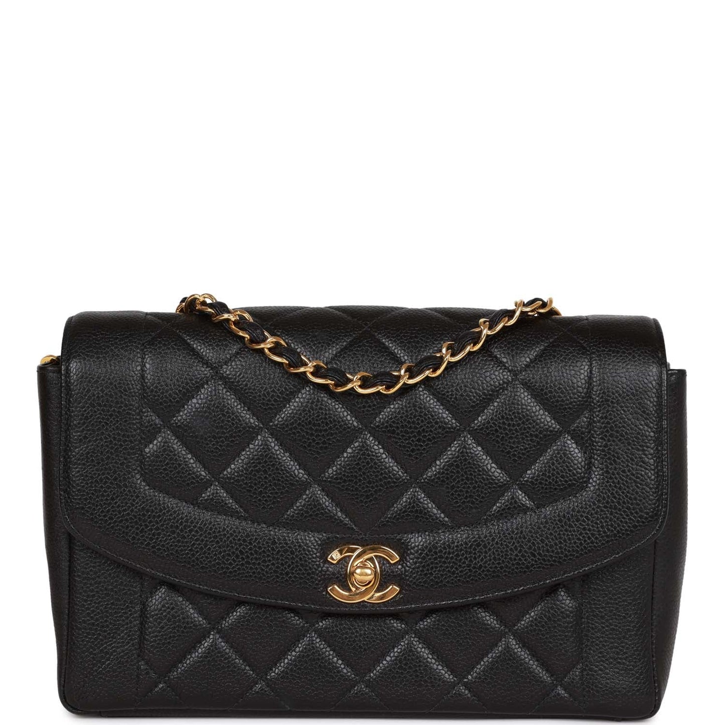 Chanel Medium Diana Flap Bag Black Caviar Gold Hardware