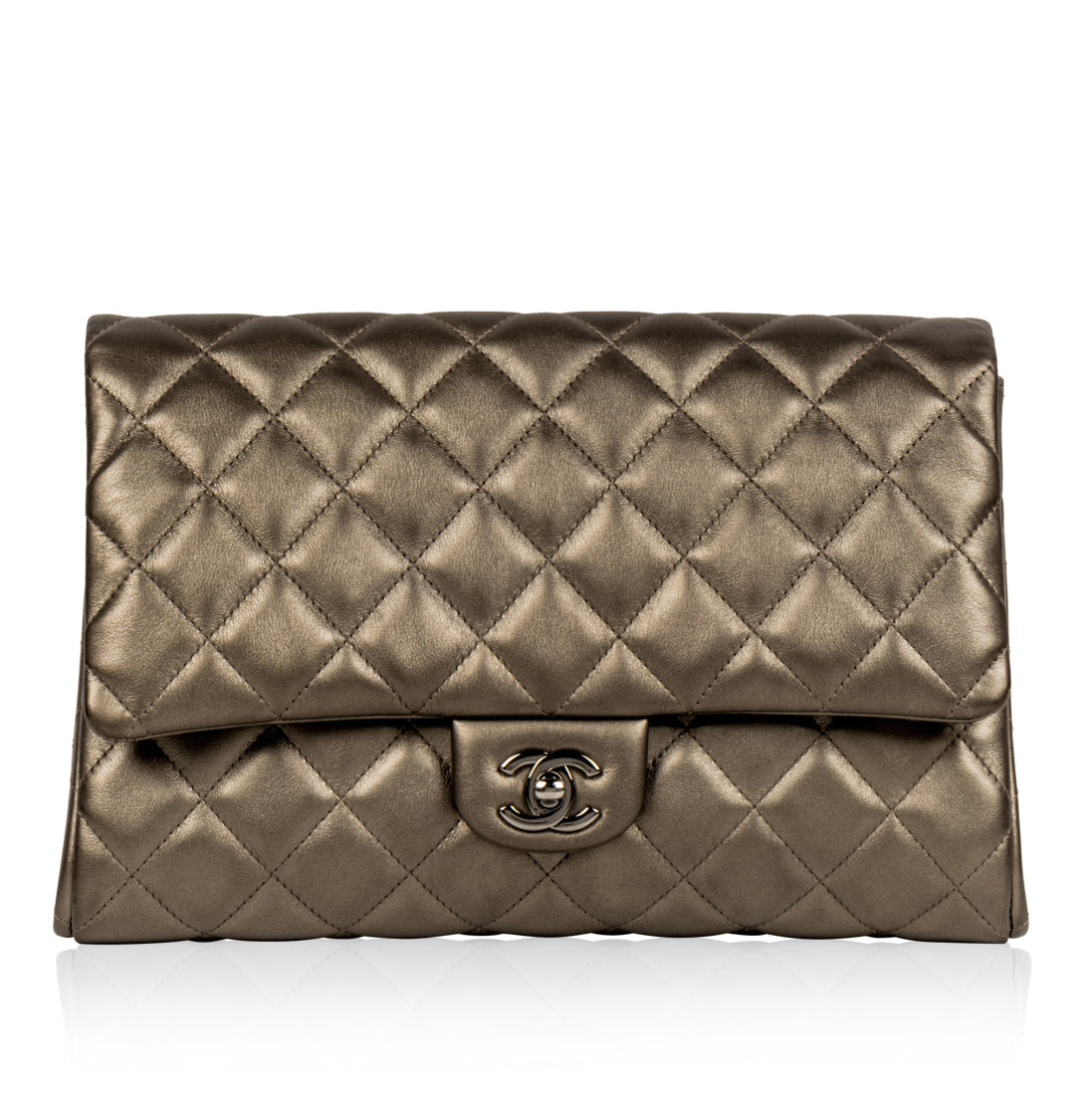 Chanel WOC Lambskin Silver Crossbody Lambskin