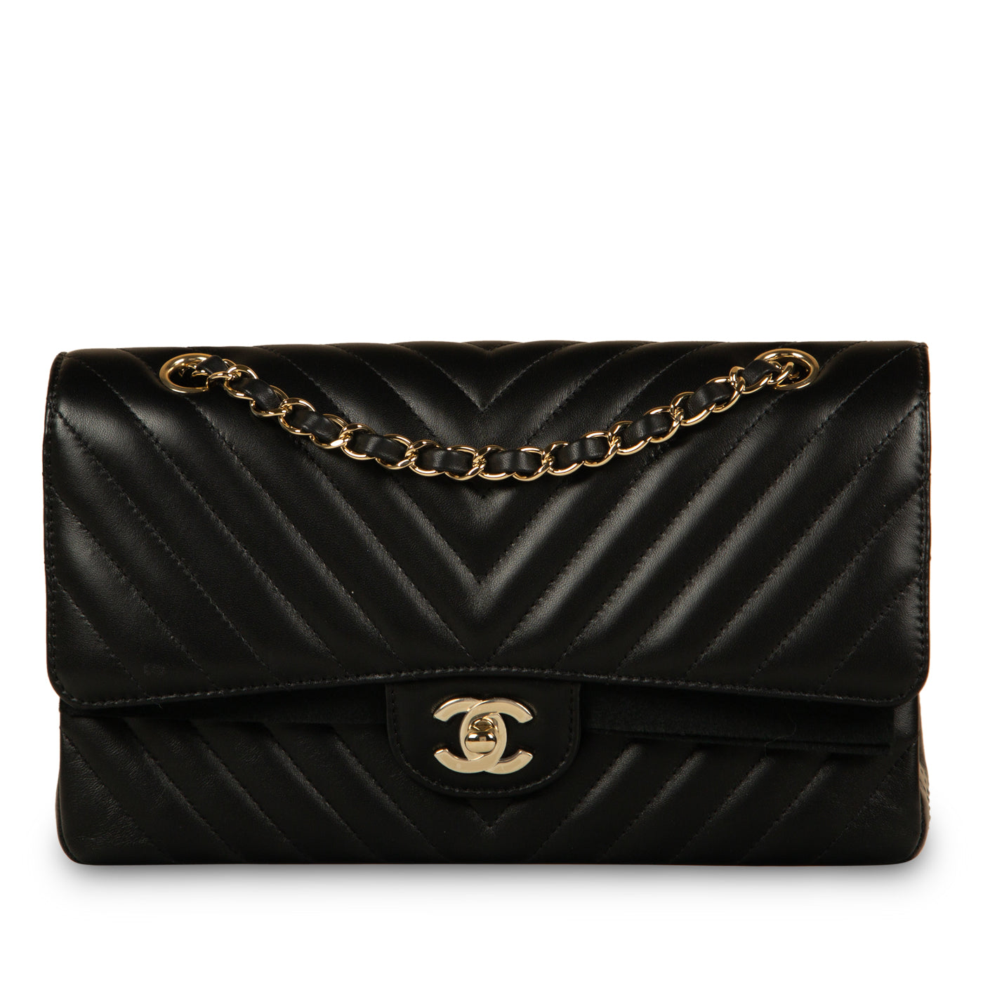 Chanel Classic Flap Lambskin Black Shoulder Bag Style 118