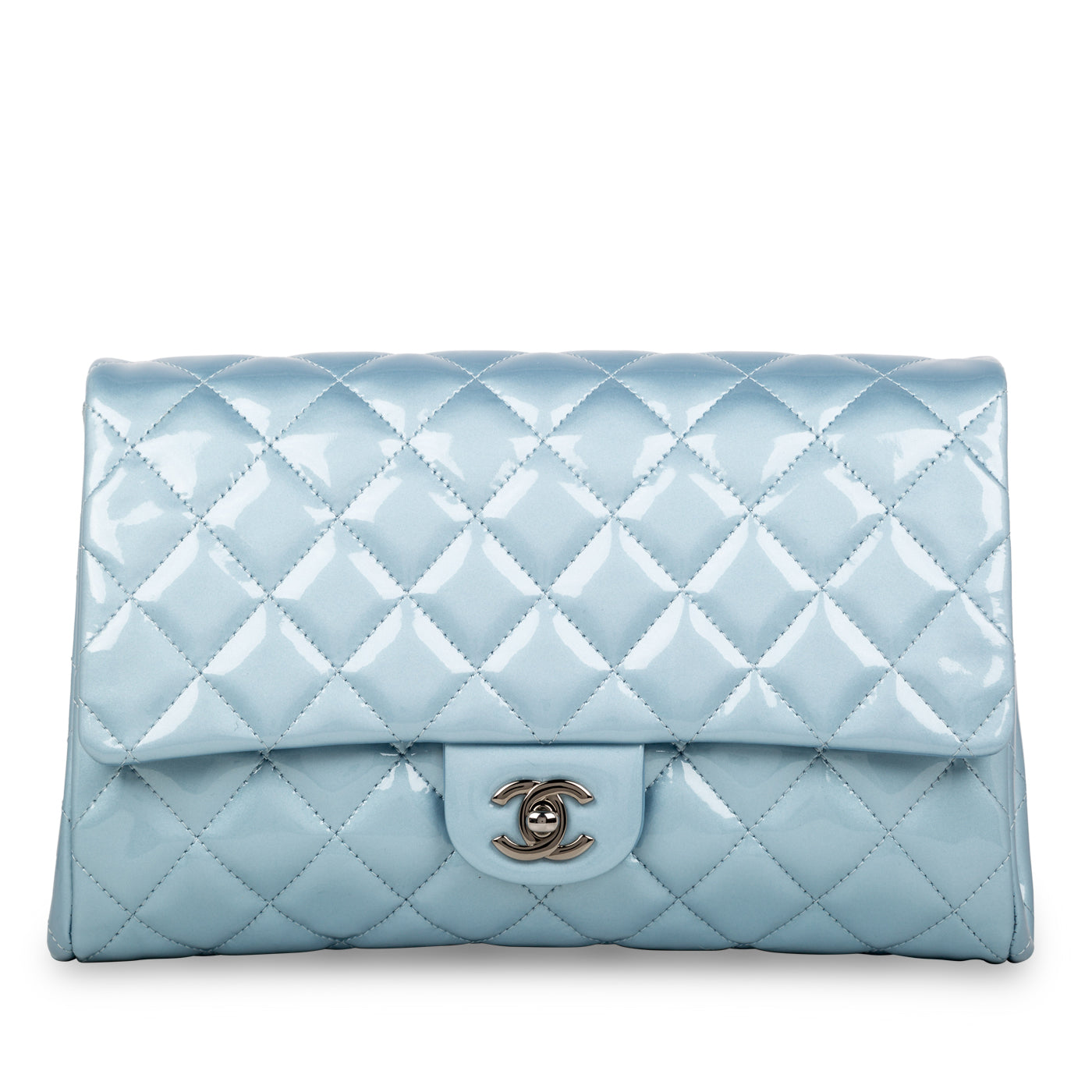 Chanel WOC Patent Leather Silver Crossbody
