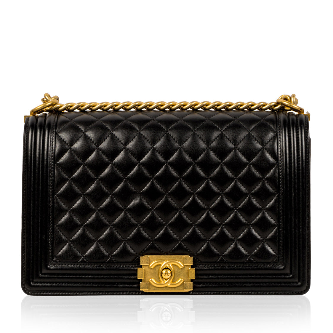 Chanel Boy Bag Lambskin Black Shoulder Bag Style 63