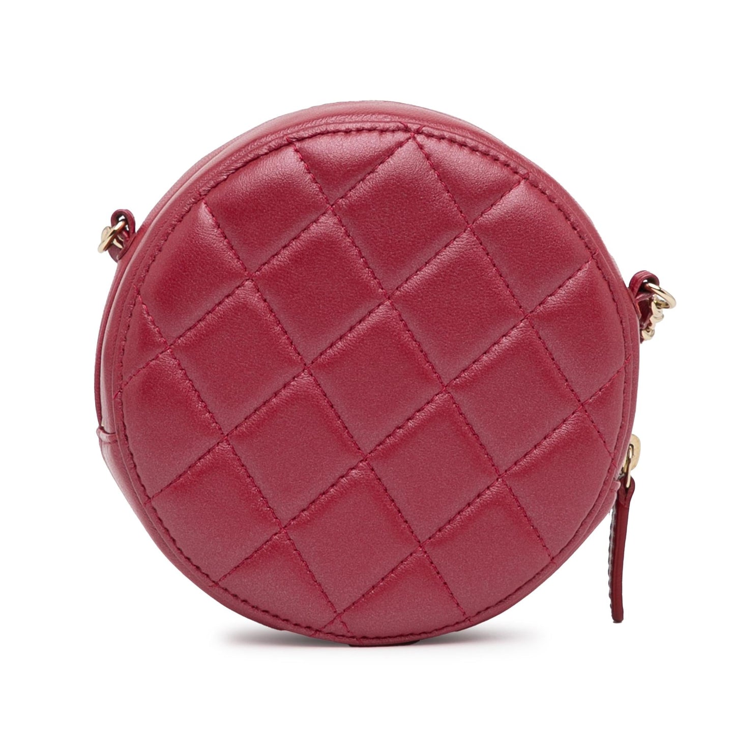 Chanel Quilted Lambskin Round Pearl Clutch With Chain