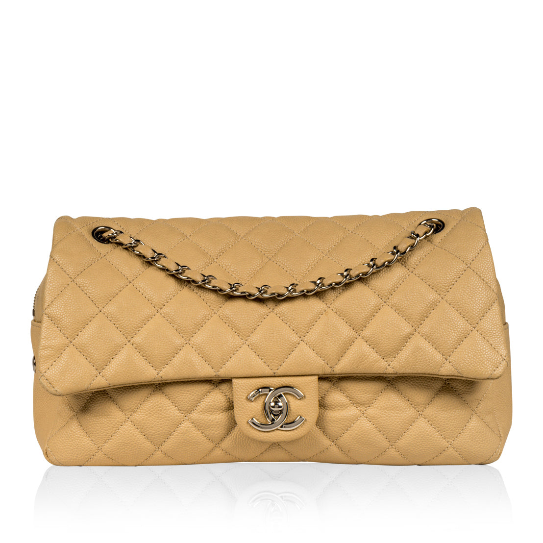 Chanel Classic Flap Caviar Silver Shoulder Bag Style 21