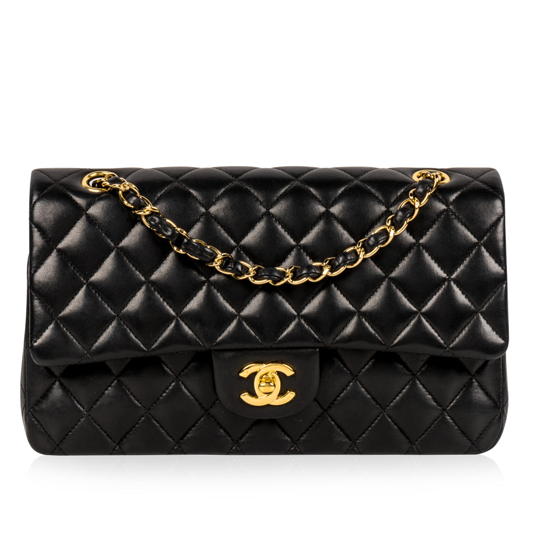 Chanel Classic Flap Lambskin Black Shoulder Bag Style 142