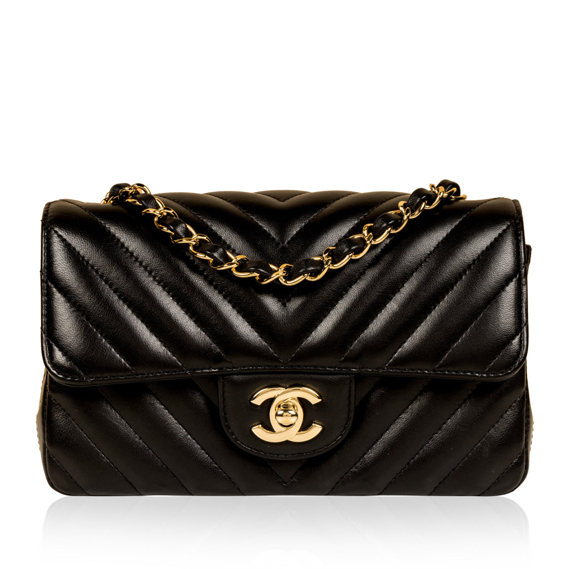 Chanel Classic Flap Lambskin Black Shoulder Bag Style 205