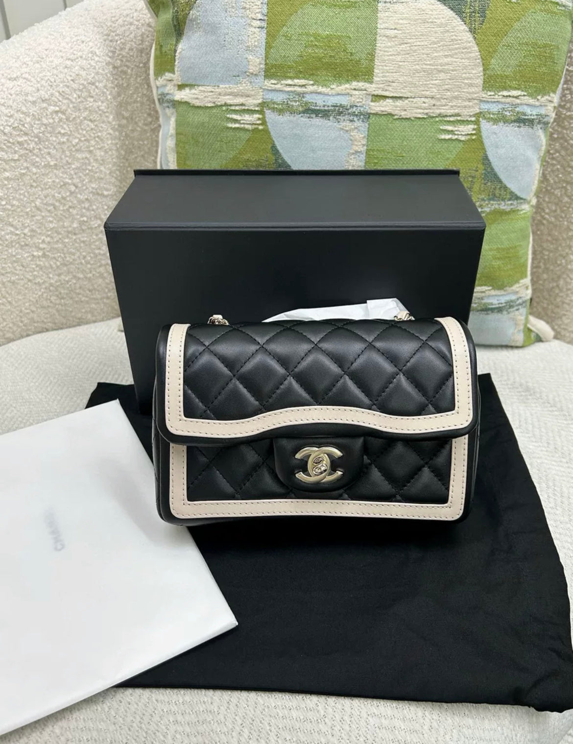 Chanel 23B Black White Mini Flap Bag