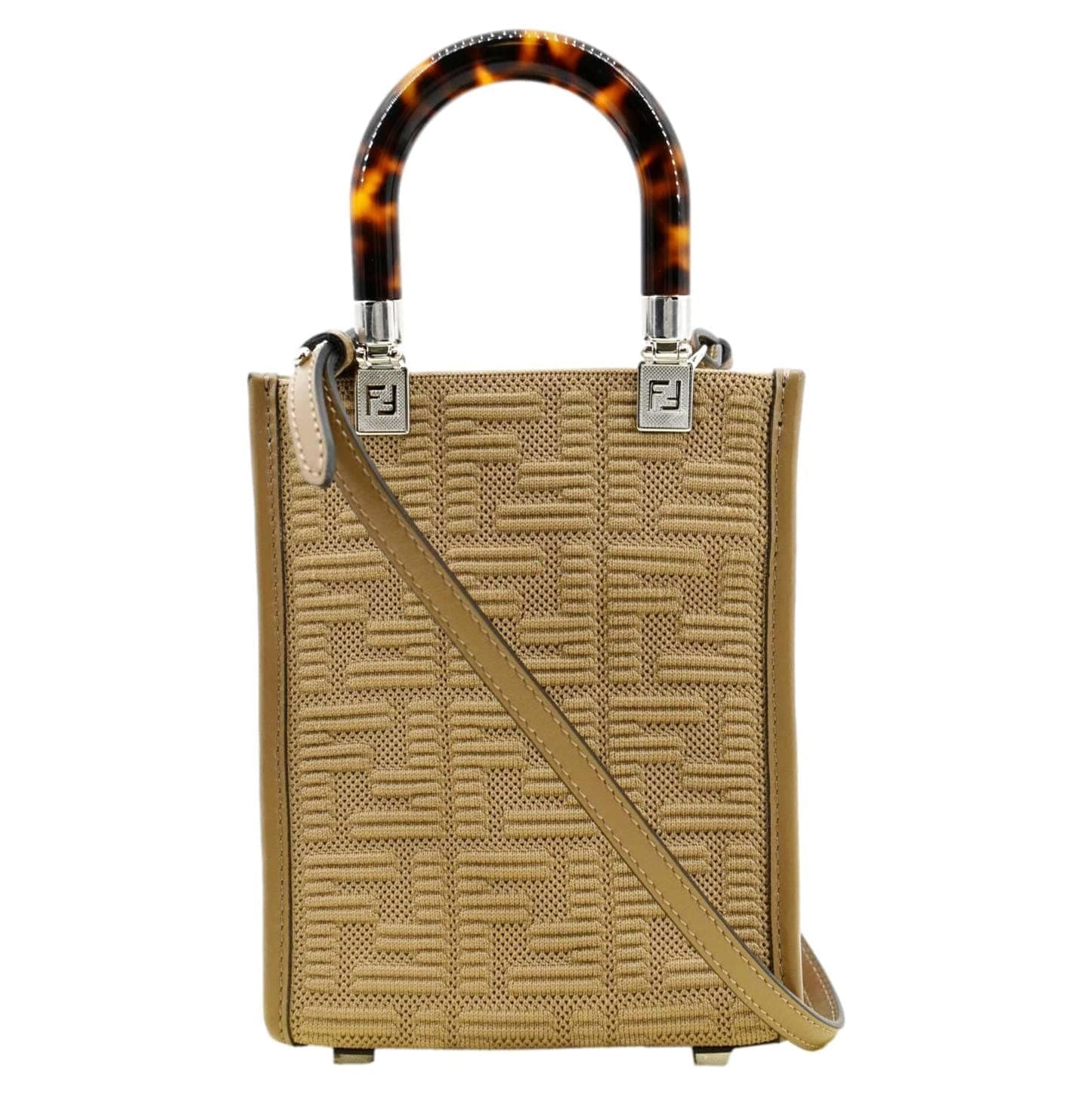 Fendi Sunshine Leather Red Tote Bag Style 21