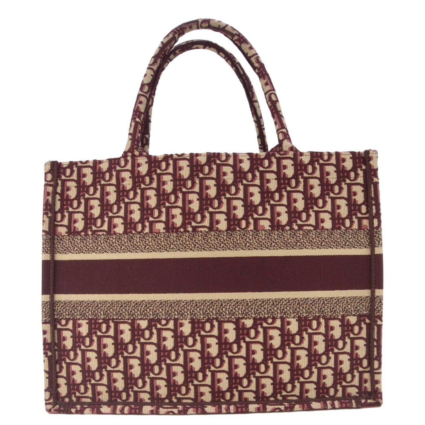 Christian Dior Book Medium Oblique Embroidery Tote Bag Burgundy