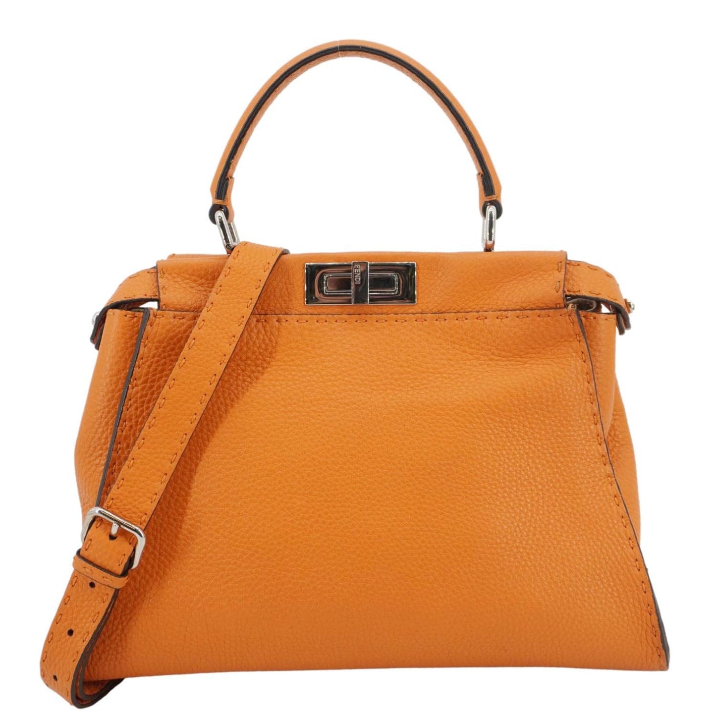 Fendi Peekaboo Leather Red Shoulder Bag Leather