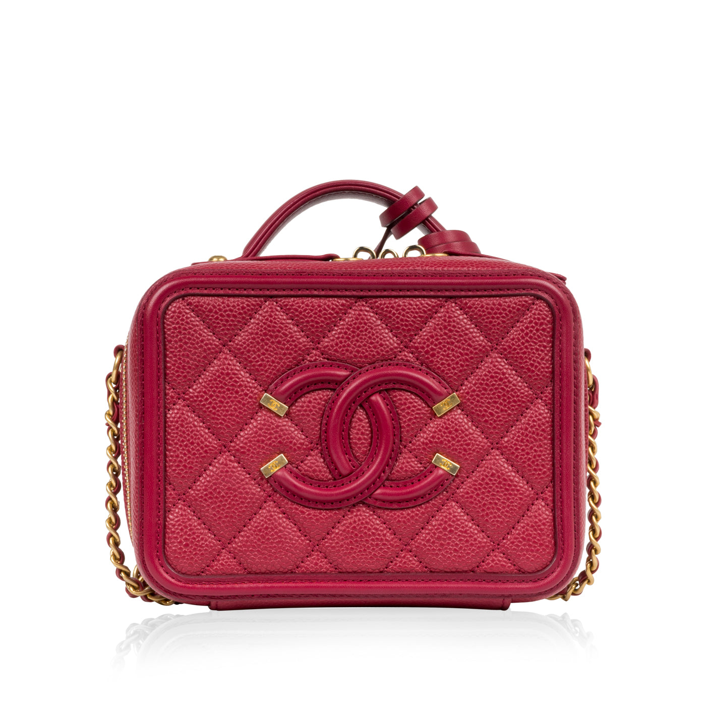 Chanel Vanity Caviar Gold Clutch Style 2