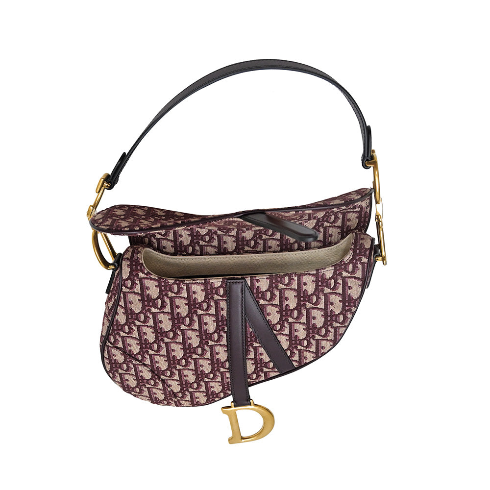 Burgundy Dior Oblique Saddle Bag Rented Out