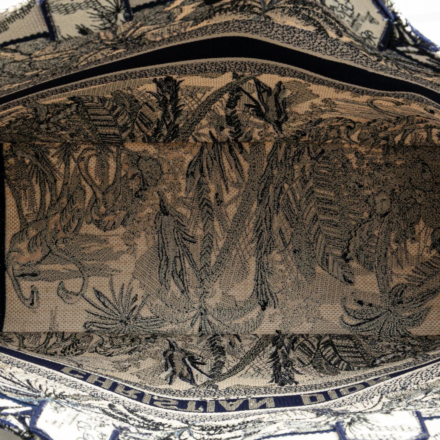 Dior Large Canvas Embroidered Palm Tree Toile De Jouy Book Tote