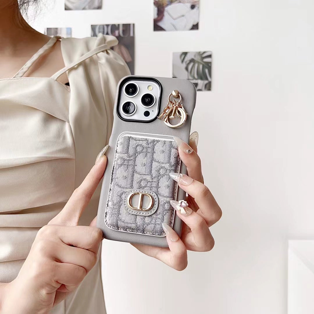 Christian Dior Iphone Case Card Slot For 12 13 14 15 Pro Max Plus Models / 18 Pro / 18 Pro Max