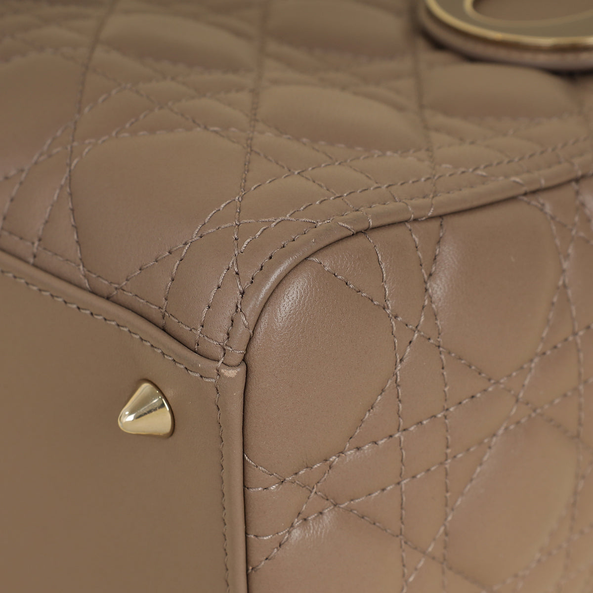 Christian Dior Taupe Gray Cannage Lady Dior Medium Bag