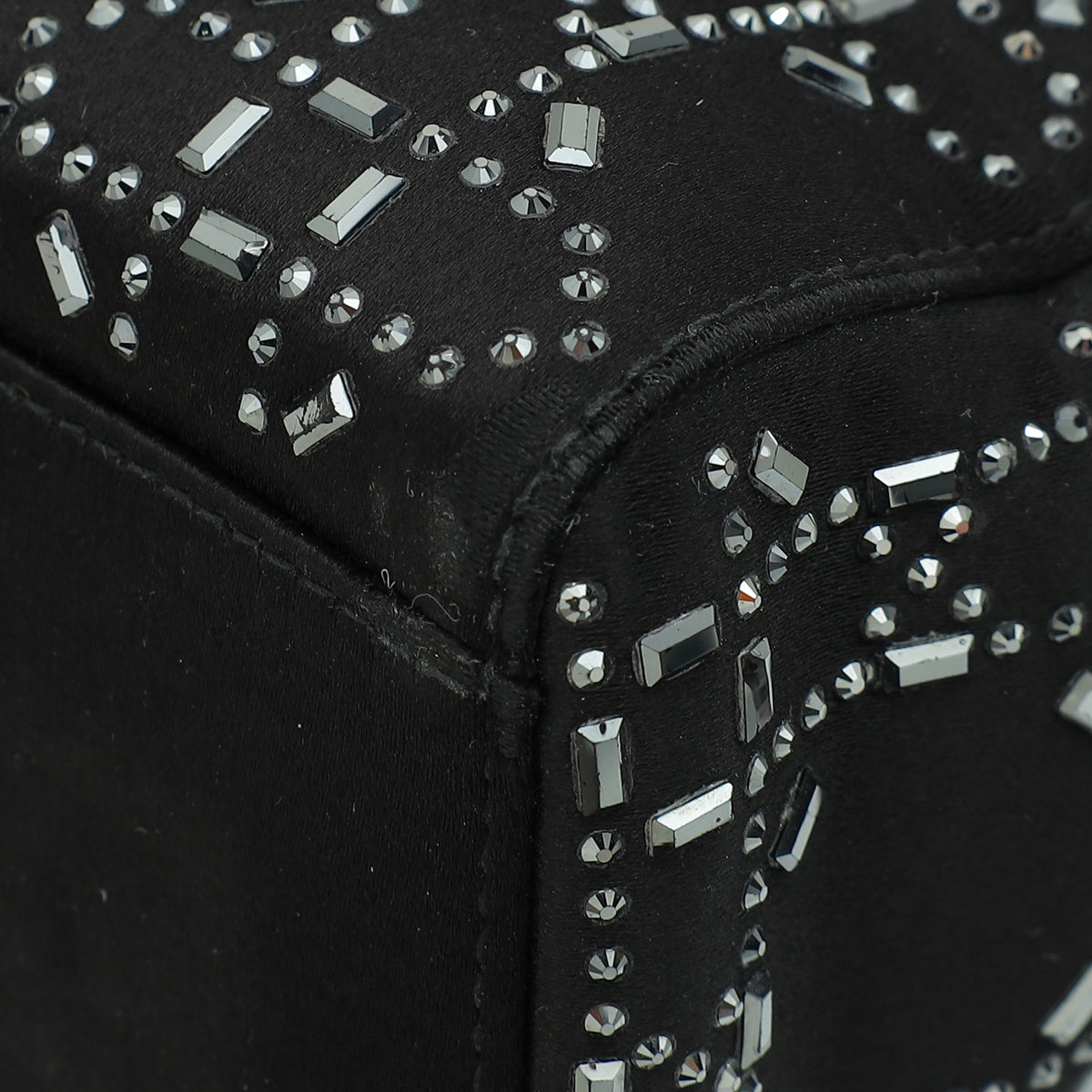Christian Dior Black Lady Dior Cannage Satin Strass Mini Bag