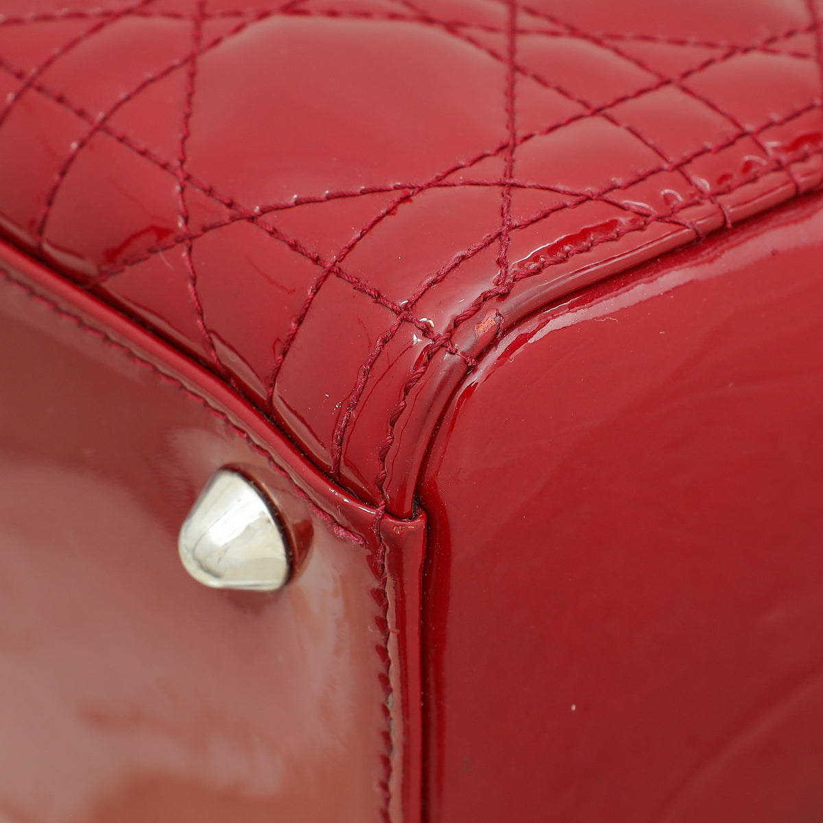 Christian Dior Cherry Red Lady Dior Large Bag