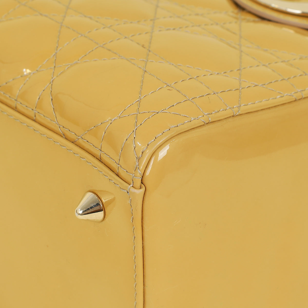 Christian Dior Yellow Lady Dior Medium Bag