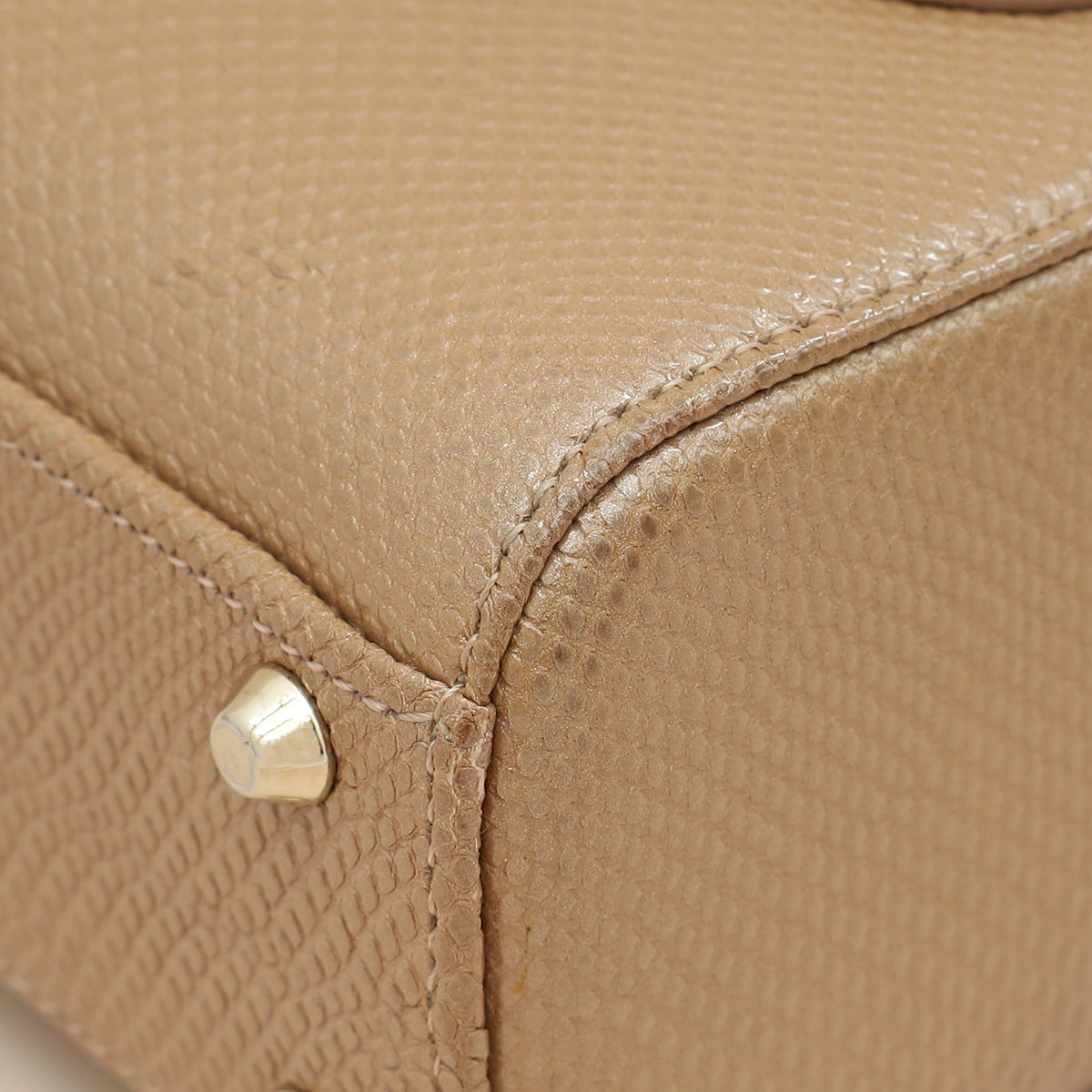 Christian Dior Metallic Beige Embossed Lizard Lady Dior Mini Bag