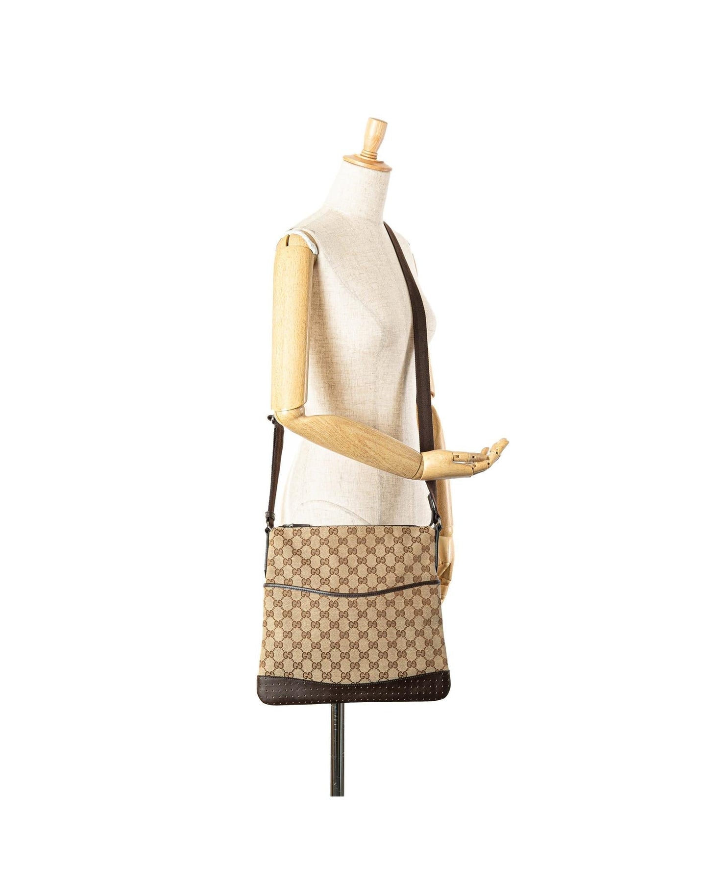 Canvas Crossbody Bag with Leather Trim and Adjustable Strap