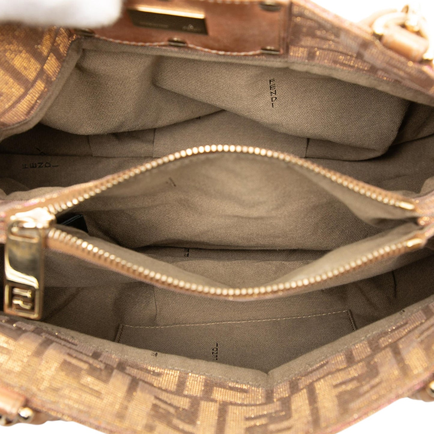 Fendi Small Zucca Metallic Lurex Mia Chain Tote