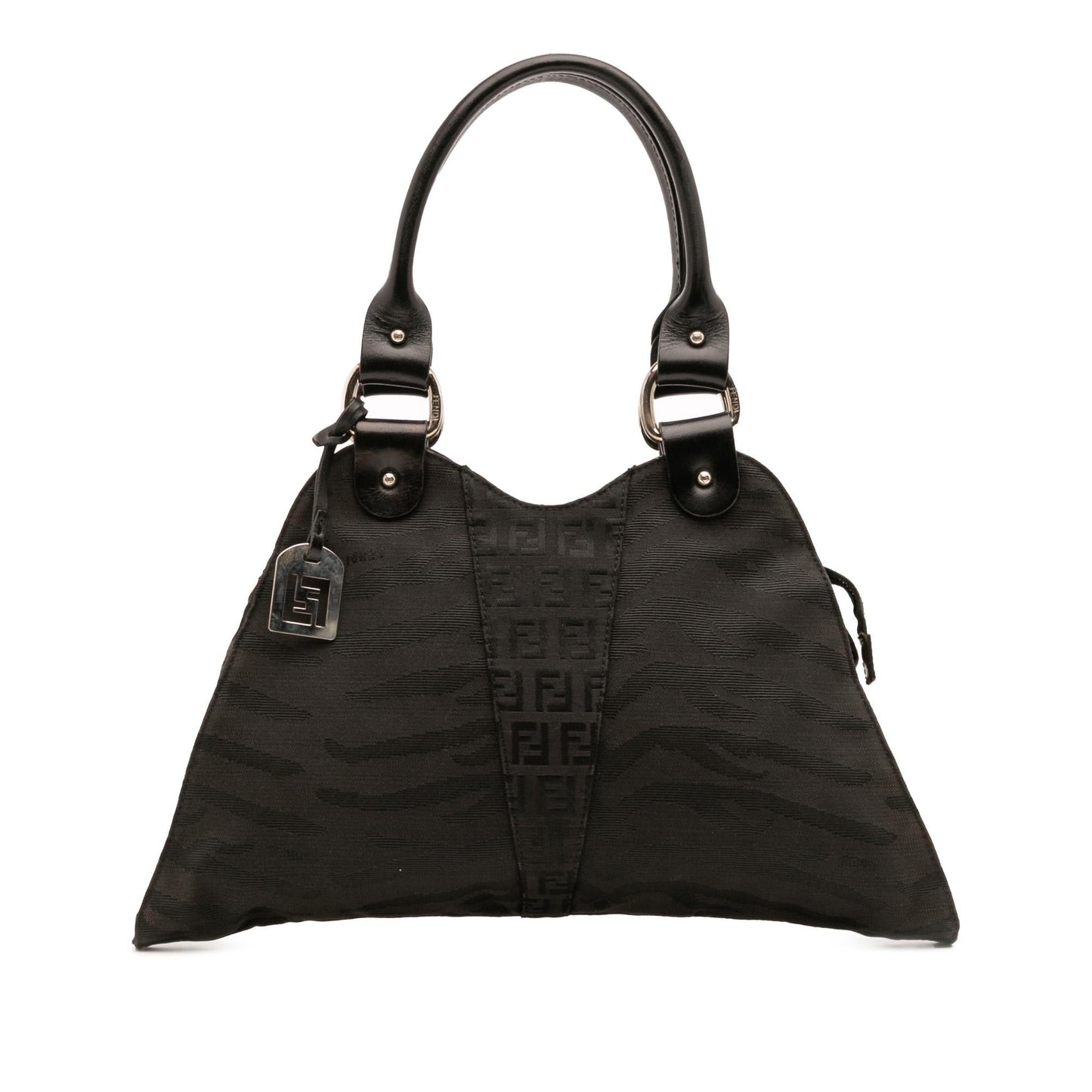 Fendi Zucchino Zebra Print Canvas Diavolo Trapezio Handbag