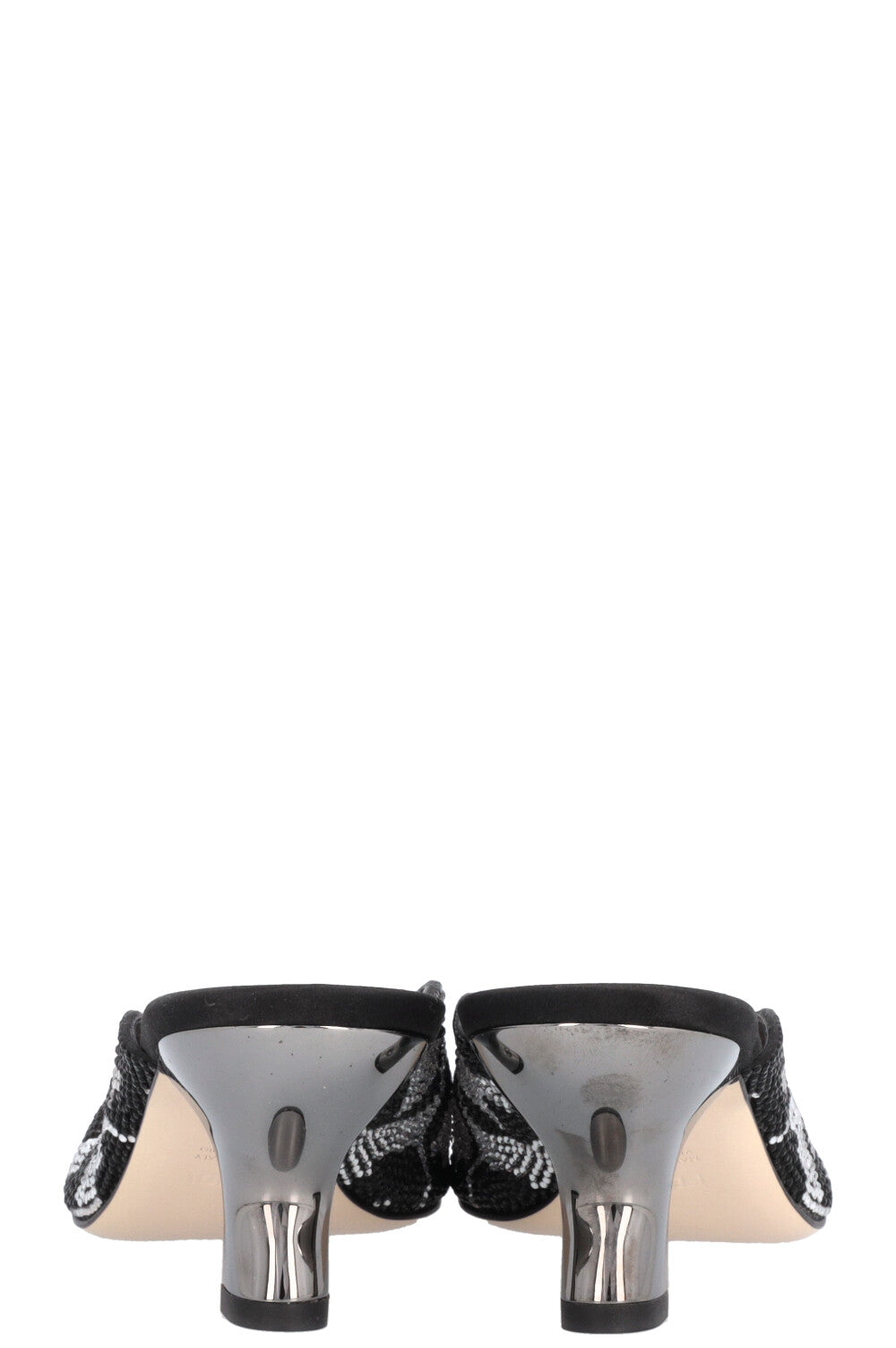 FENDI Crystal Heels Black Silver
