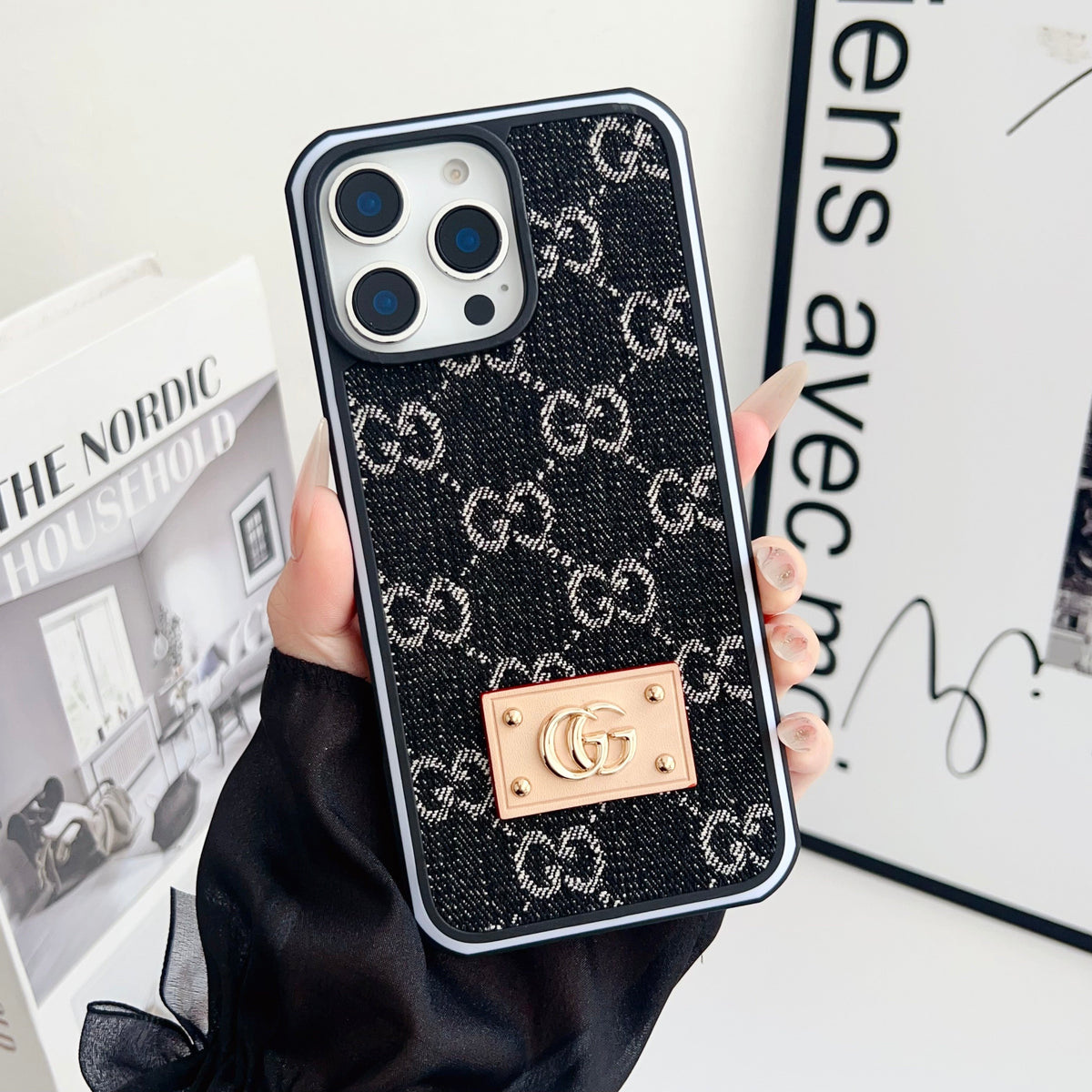 Gg Denim Iphone Case For 12-16 Pro Max / 18 Pro / 18 Pro Max