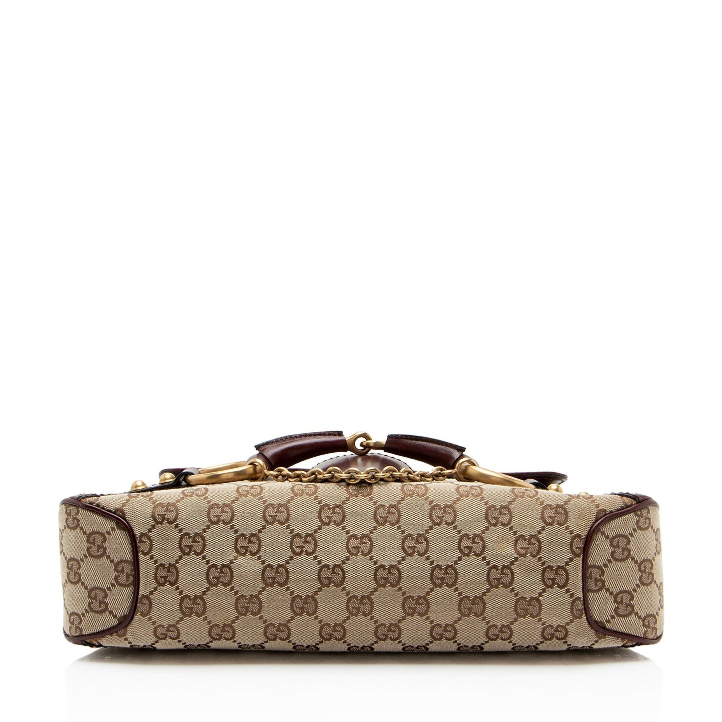 Gucci GG Canvas Leather Studded Horsebit Shoulder Bag