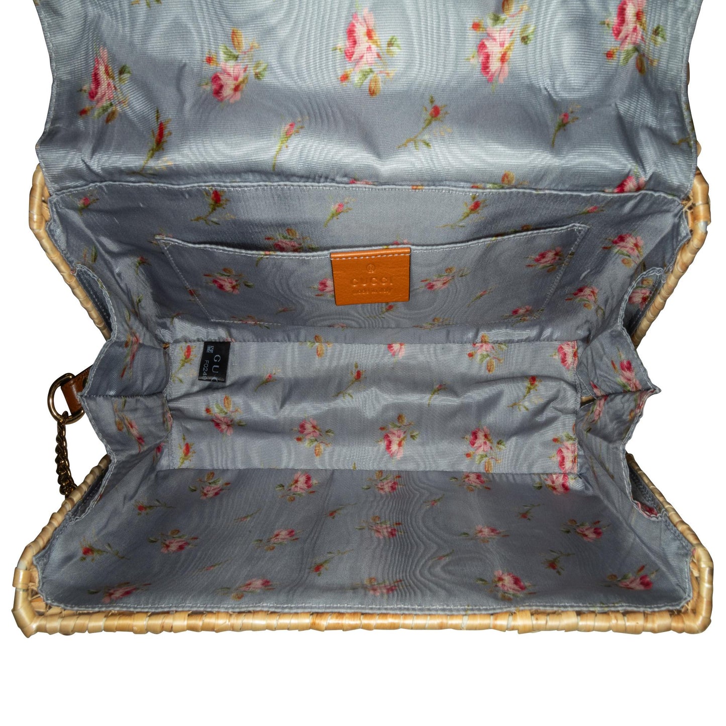 Gucci Small GG Marmont Glazed Wicker Flap (SHG-kgHeVf)