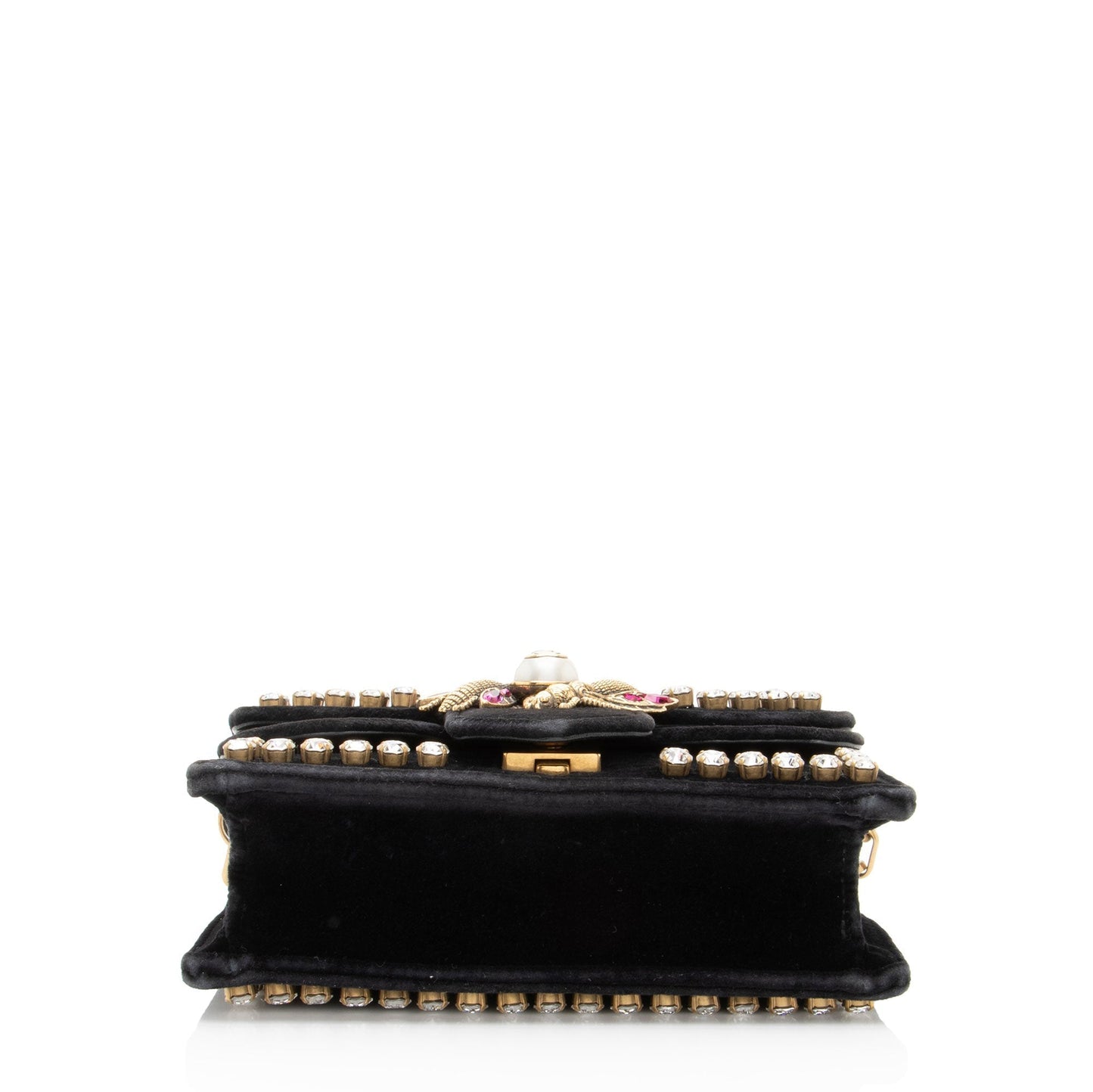 Gucci Velvet Crystal Mini Bee Broadway Shoulder Bag