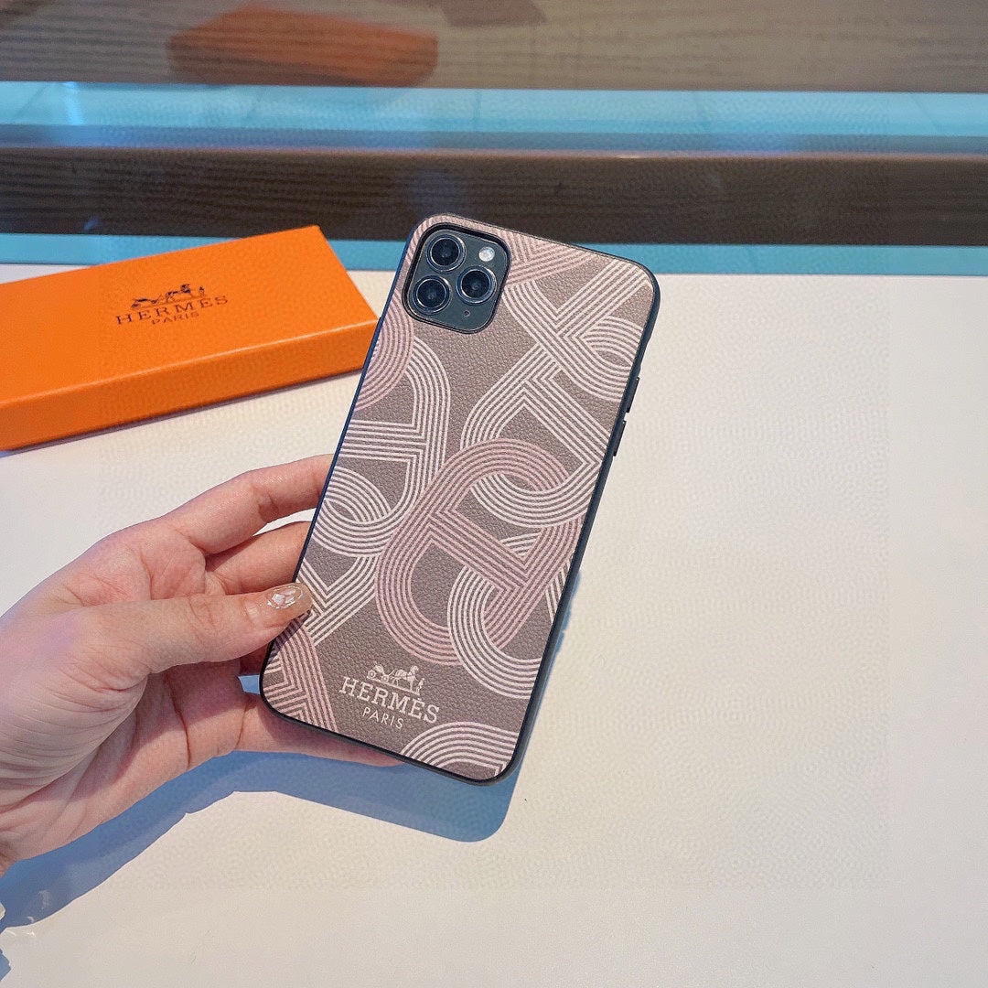 H Cell Phone Case Soft TPU Back Cover Leather iPhone