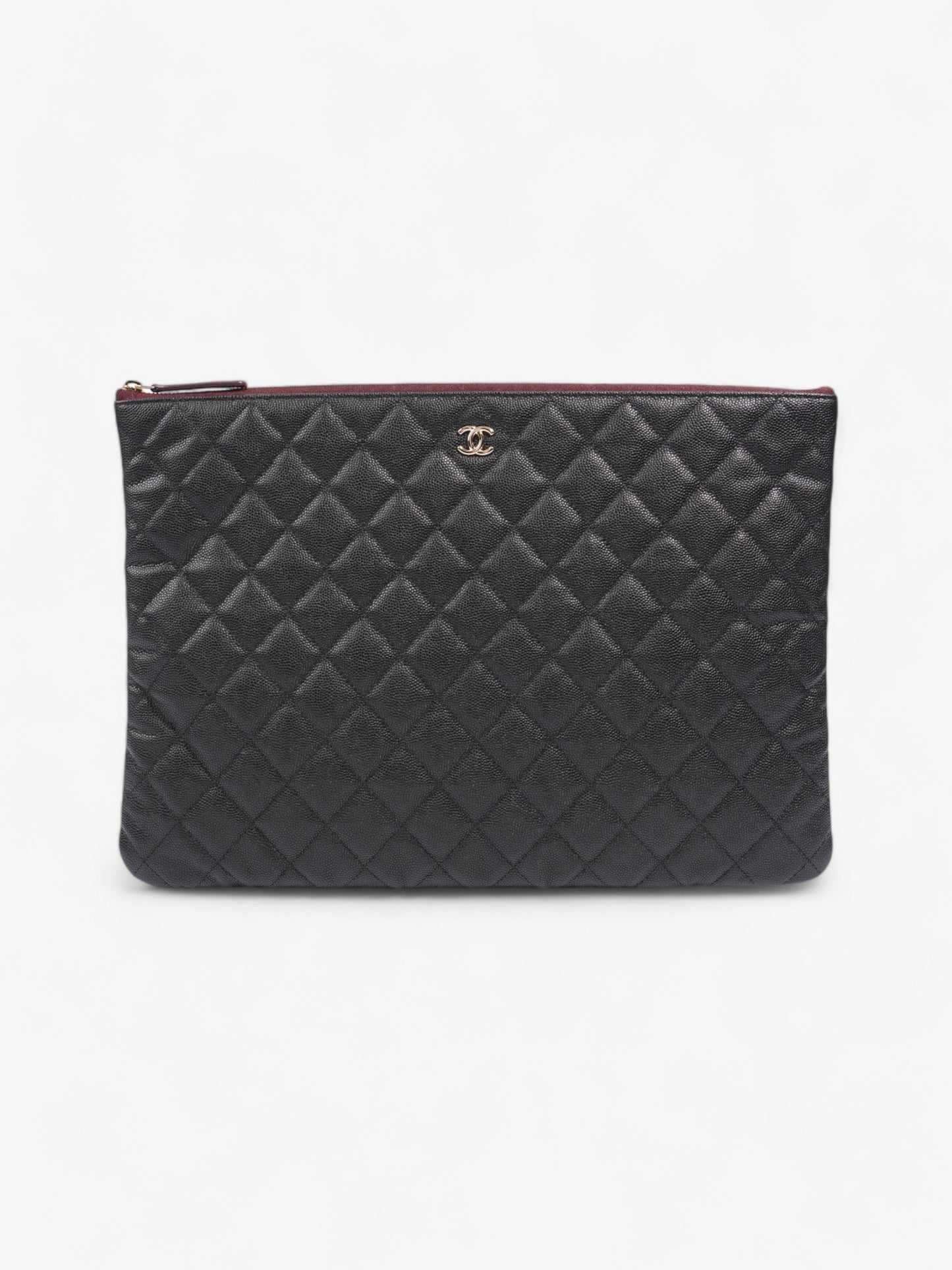 Chanel Clutch Pouch Black Caviar Leather Large