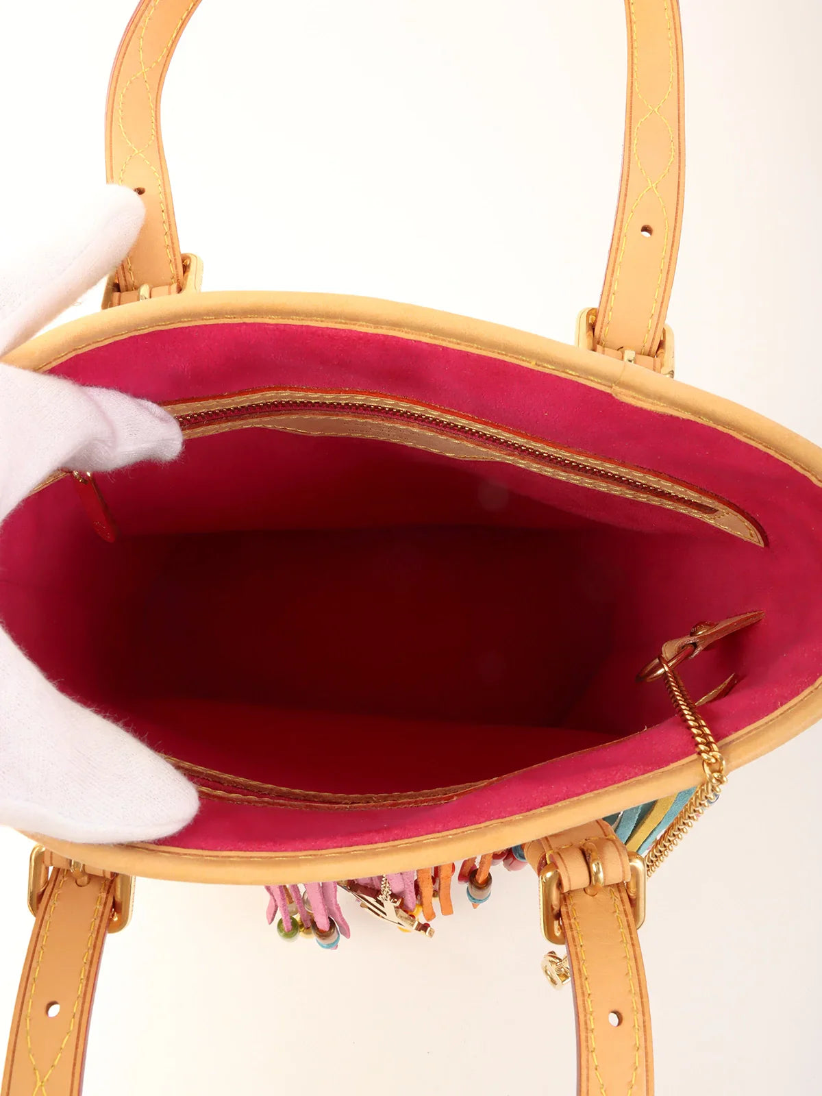 LOUIS VUITTON 2006 Made Multi Color Monogram Bucket Fringe Blanc/Multi