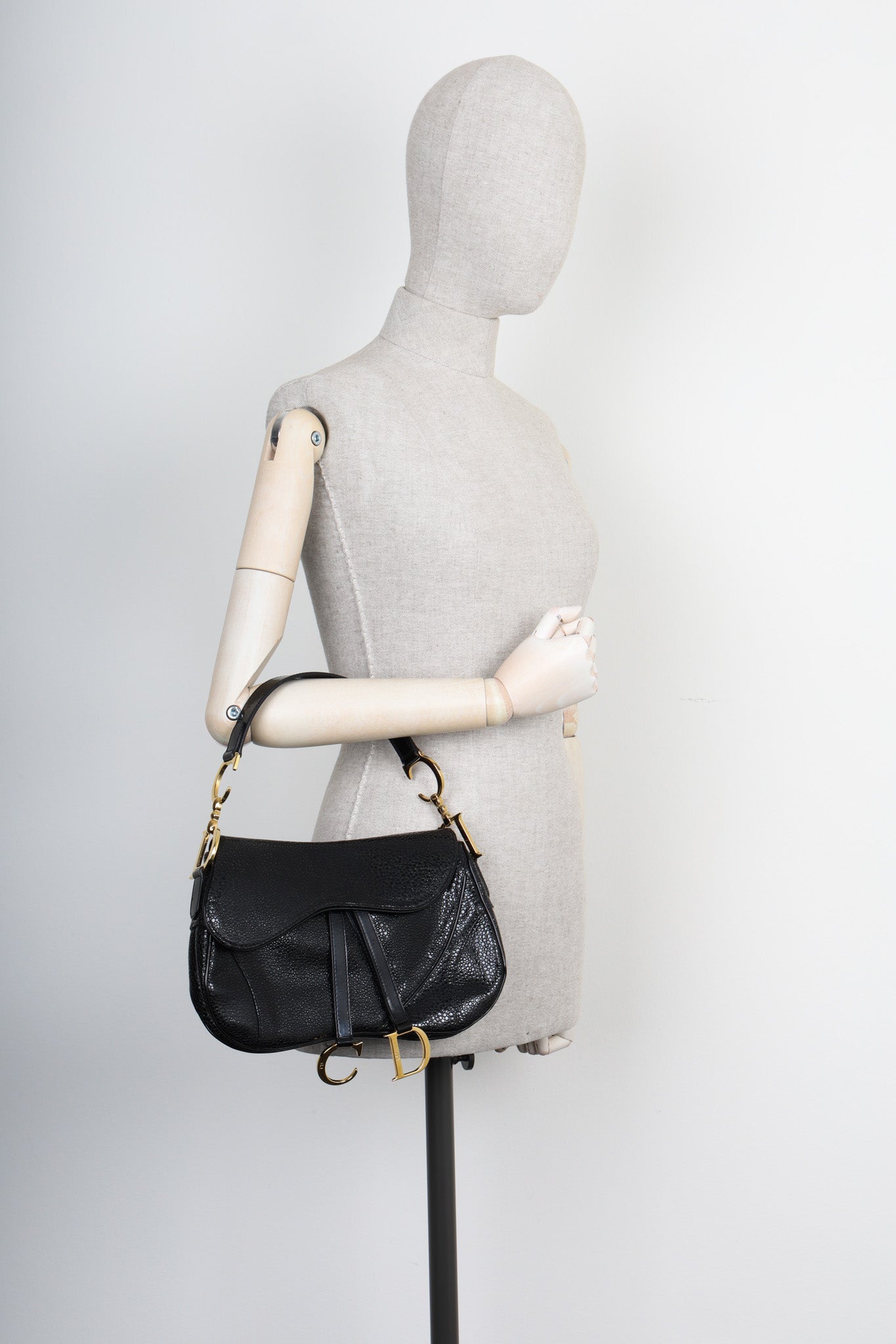 Christian Dior Double Saddle Bag Black