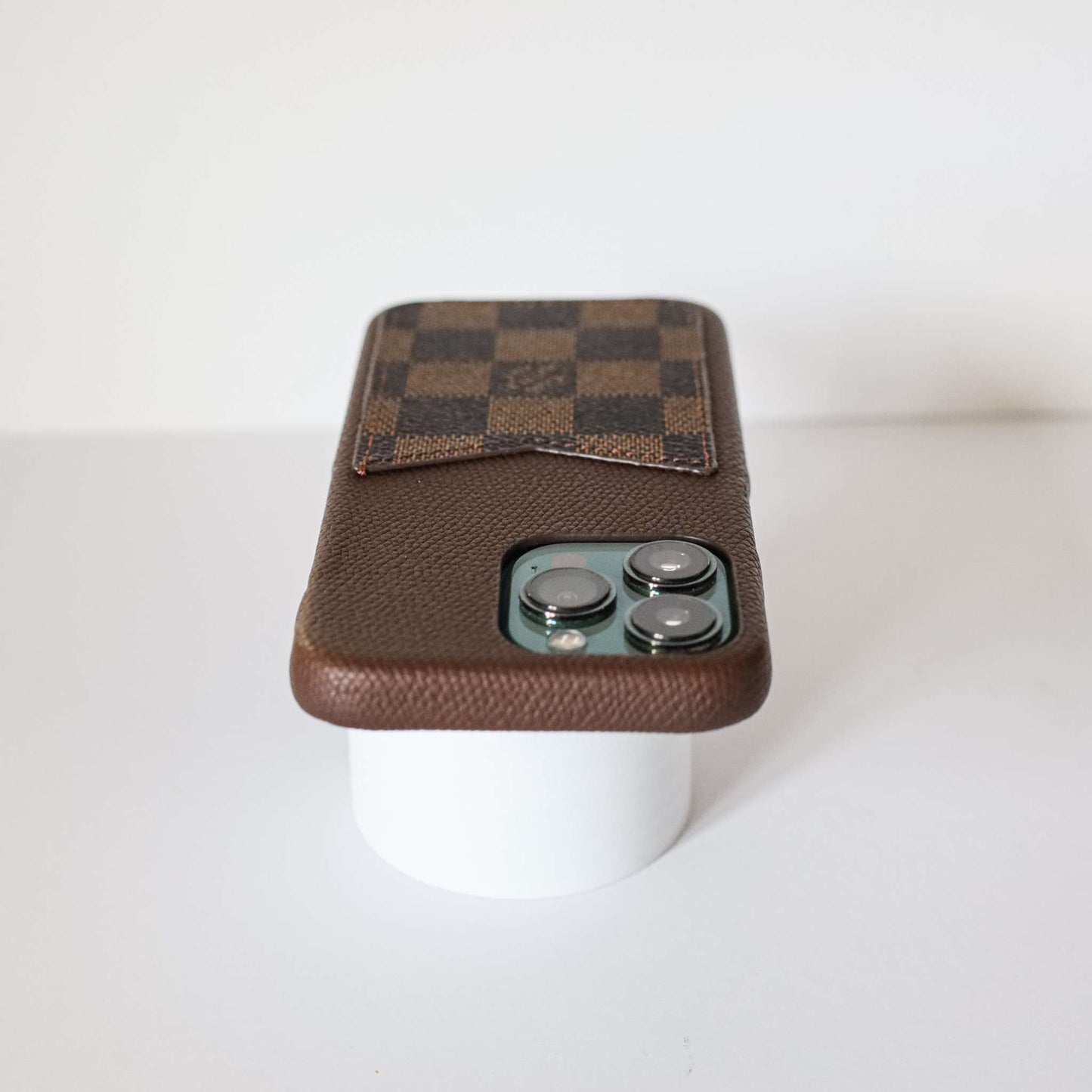 lv iPhone Case with Card Holder Brown Checkered