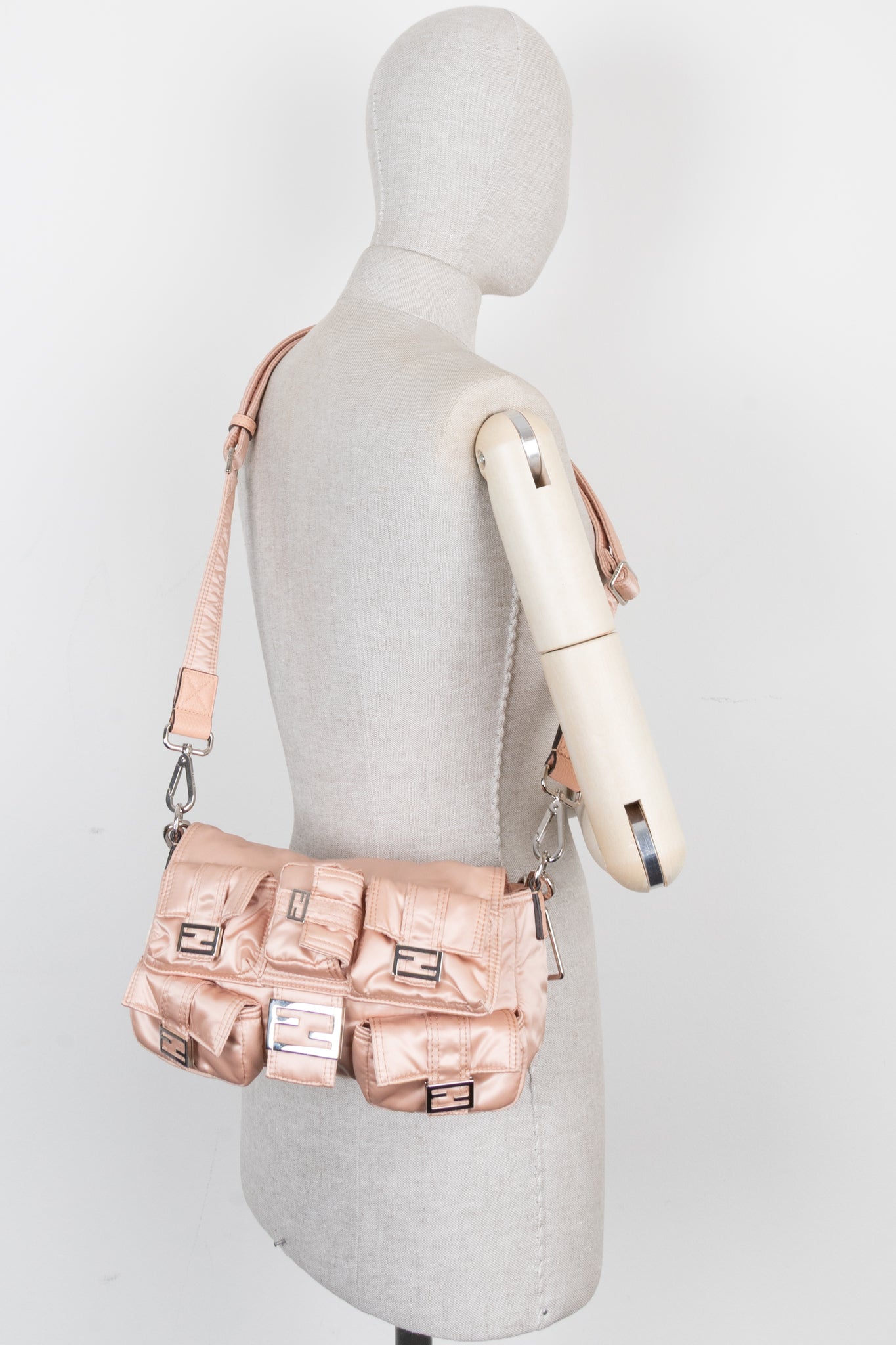 FENDI Multipocket Baguette Nylon Baby Pink