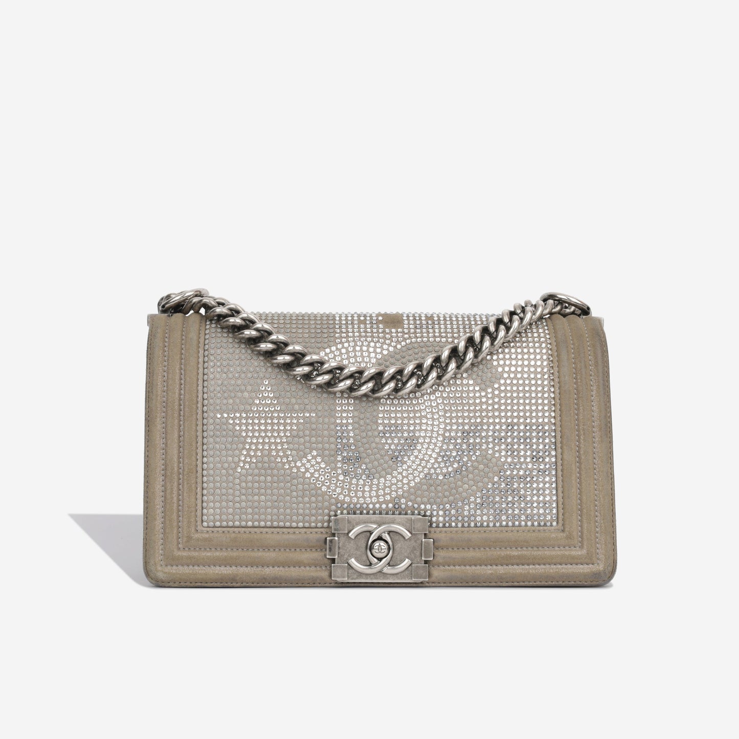 Chanel Boy Bag Lambskin Grey Shoulder Bag