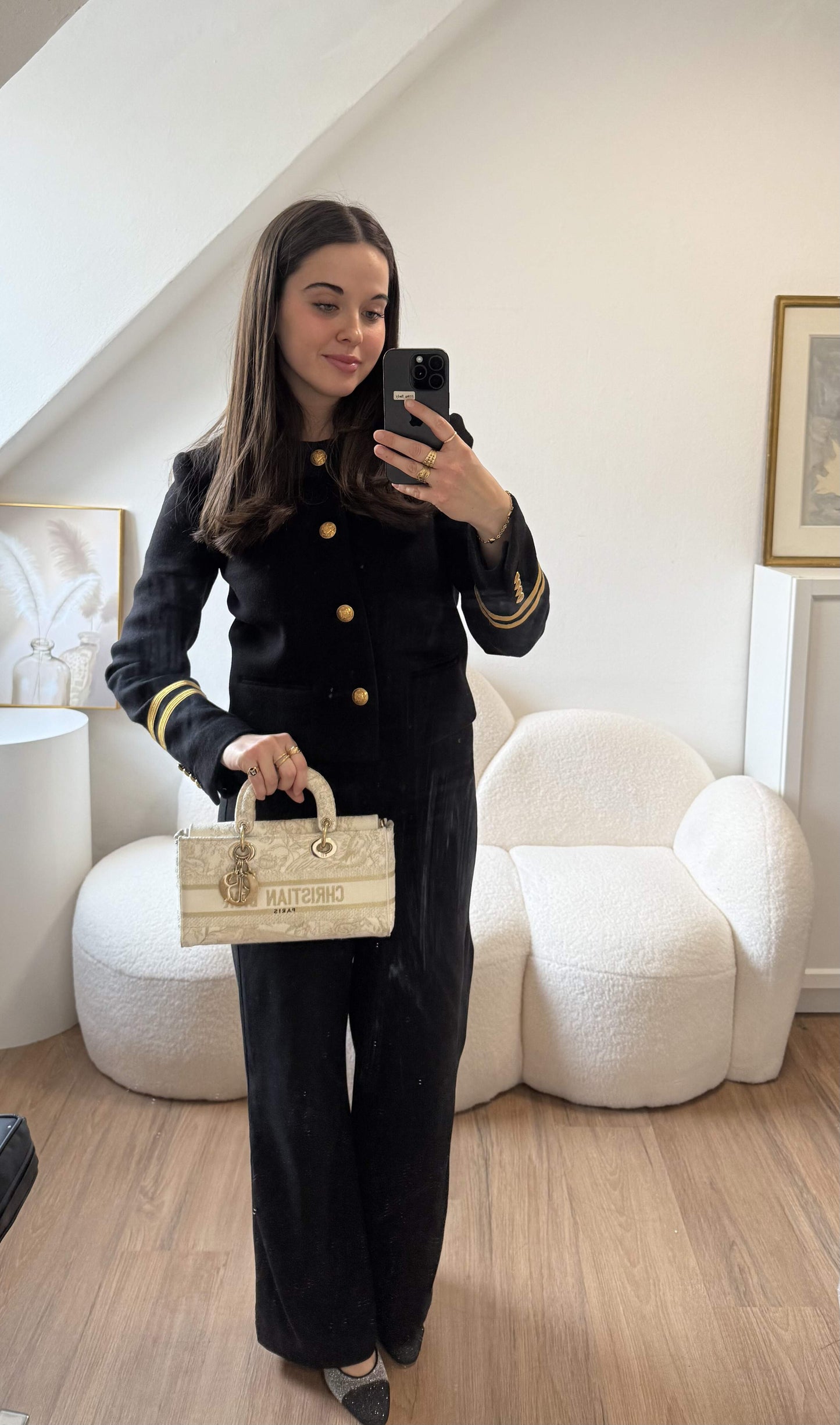 Christian Dior Lady D-Joy Bag In Beige Canvas