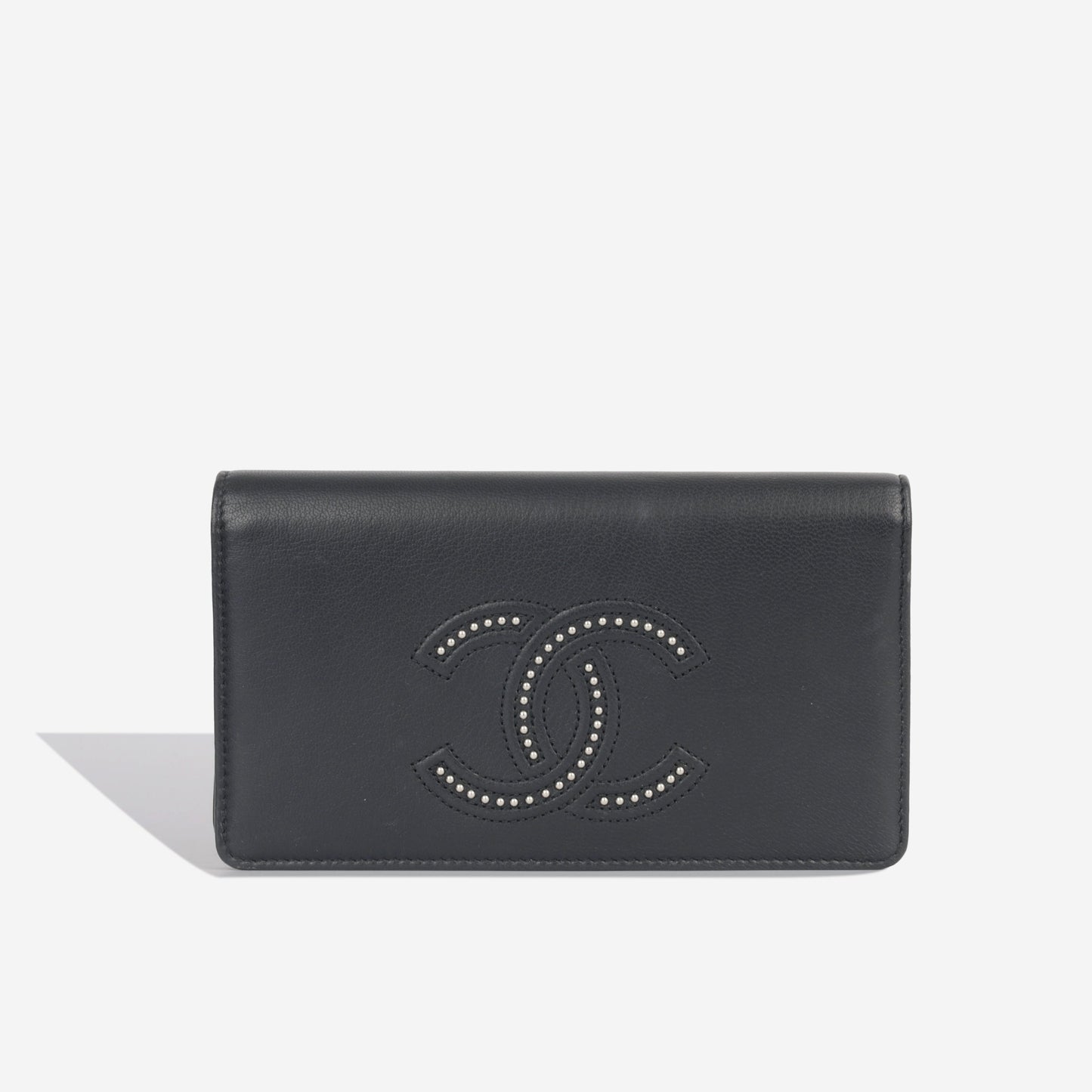 Chanel Cc Studded Wallet - Black