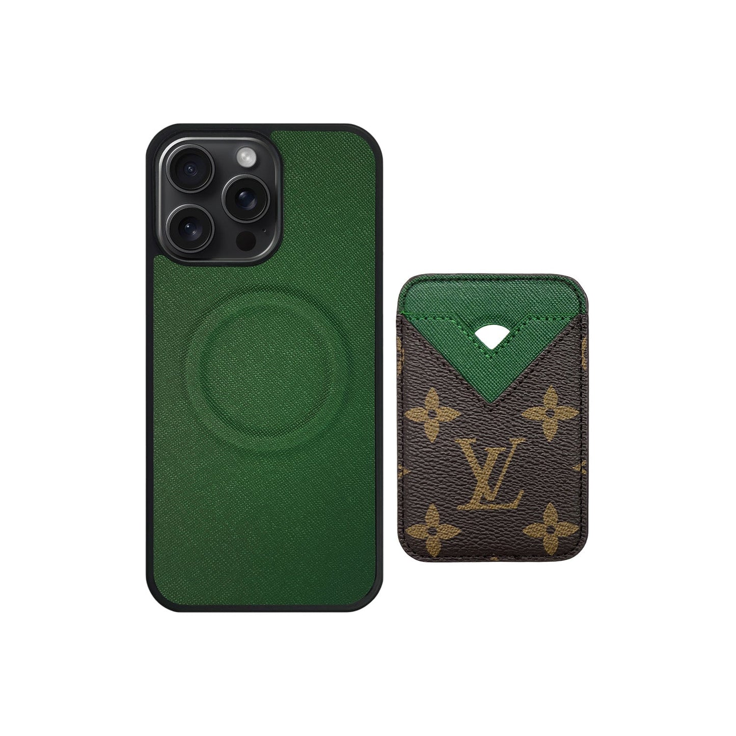 MAGSAFE CARDHOLDER LV GREEN AND BROWN MONOGRAM