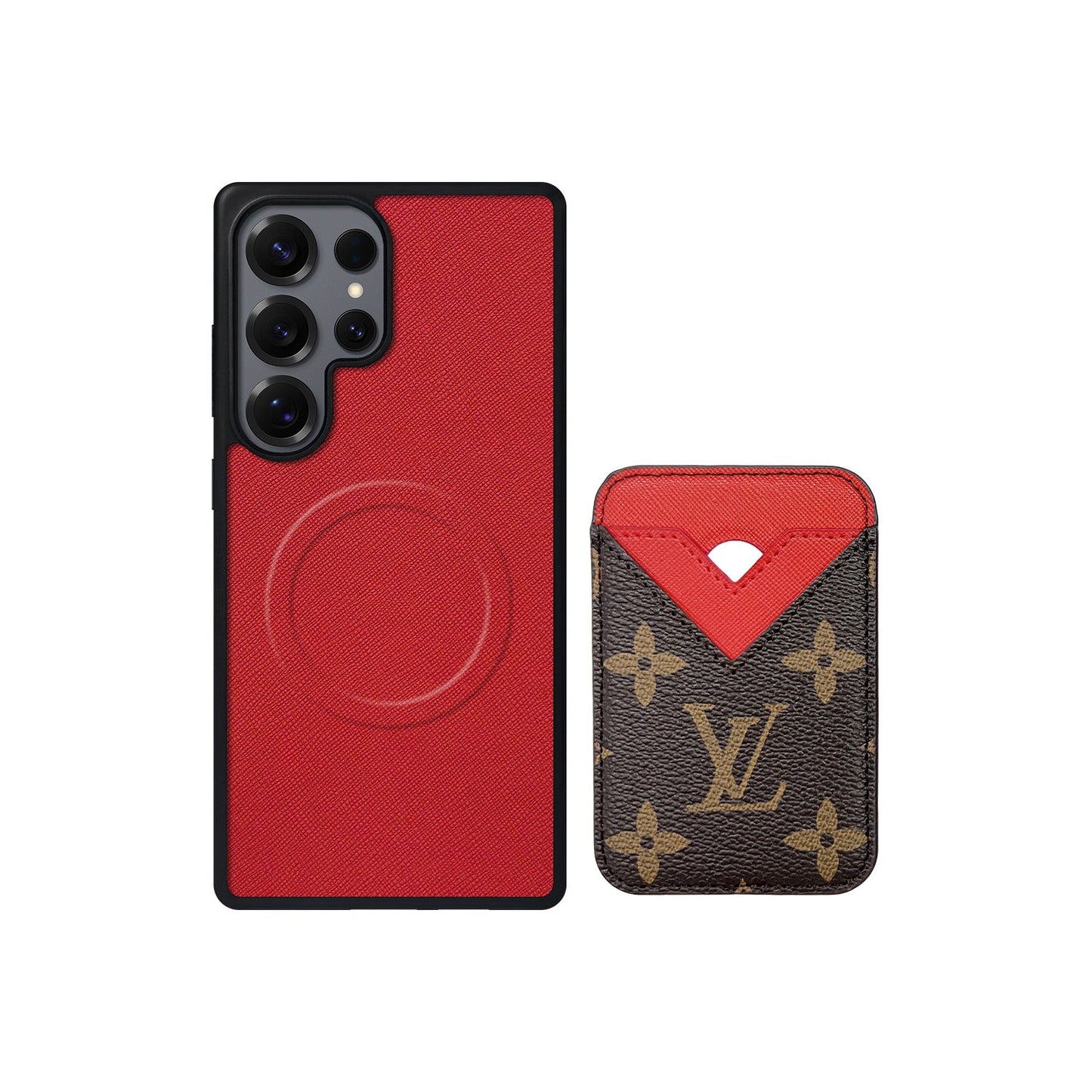 MAGSAFE CARDHOLDER LV RED AND BROWN MONOGRAM