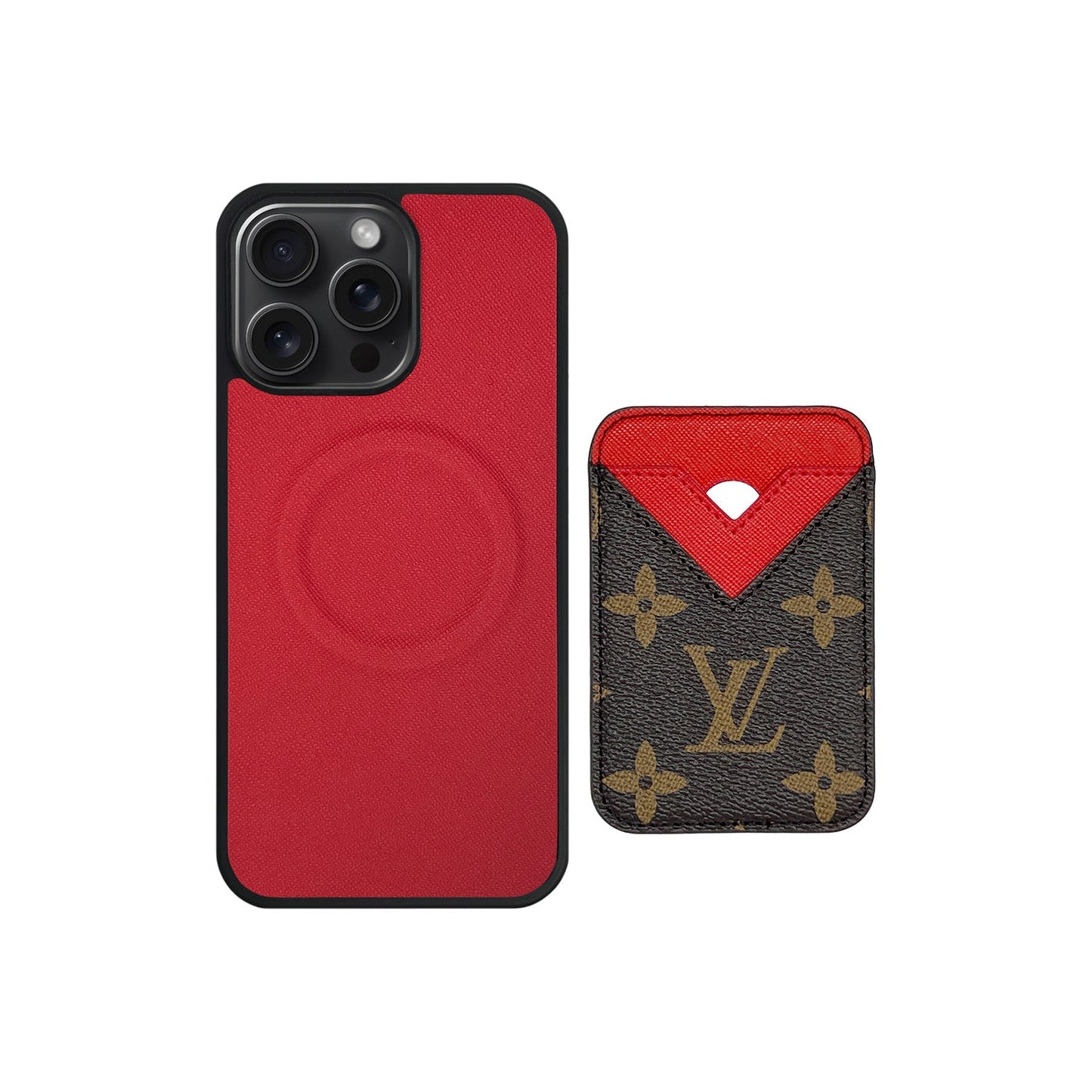 MAGSAFE CARDHOLDER LV RED AND BROWN MONOGRAM