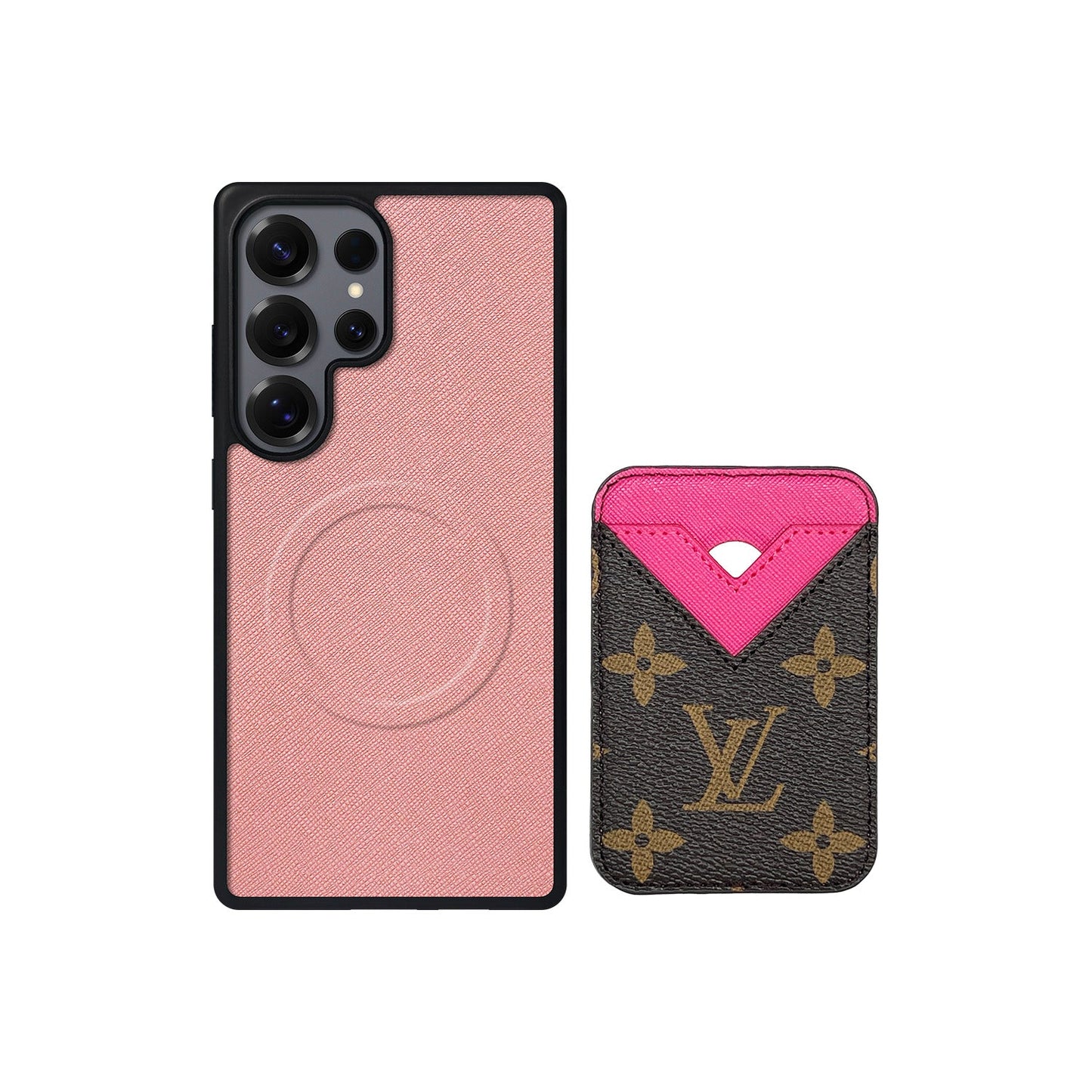 MAGSAFE CARDHOLDER LV PINK AND BROWN MONOGRAM