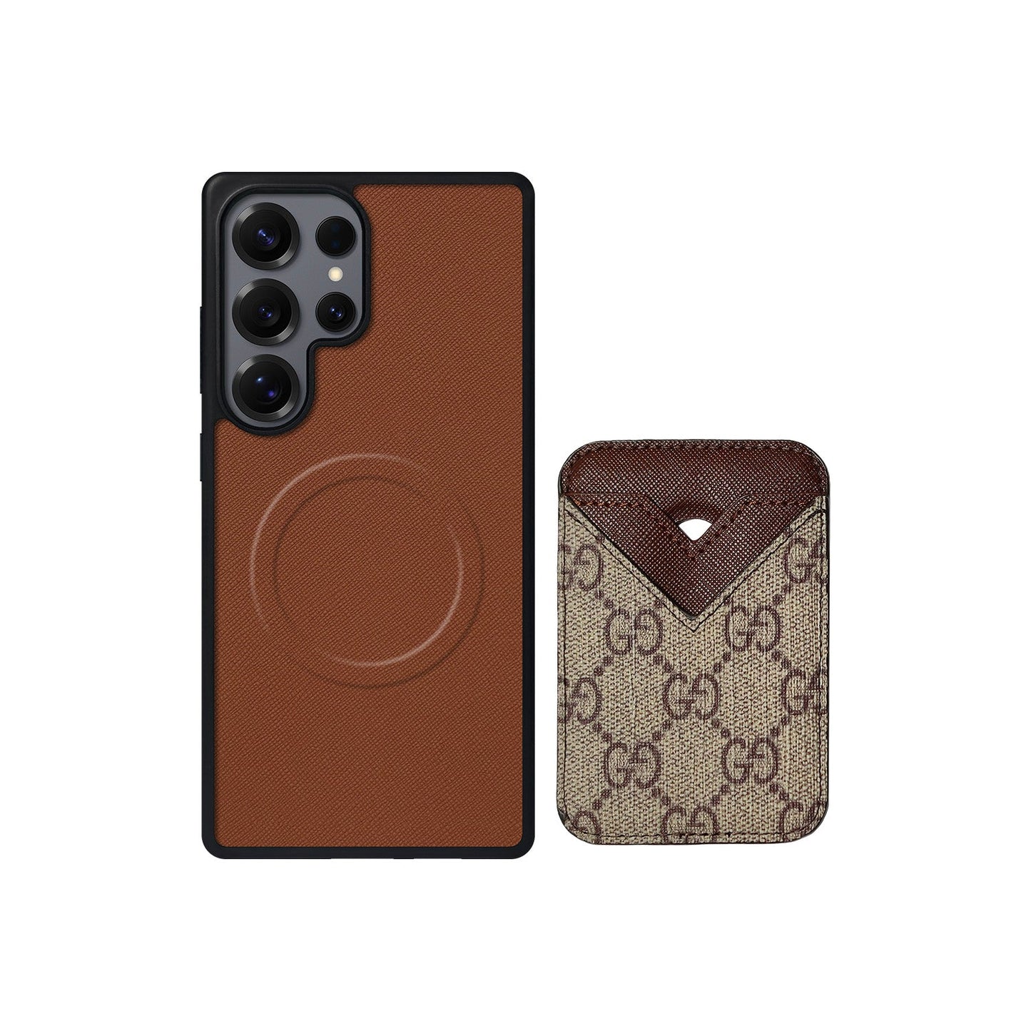 MAGSAFE CARDHOLDER GG BROWN AND BEIGE MONOGRAM
