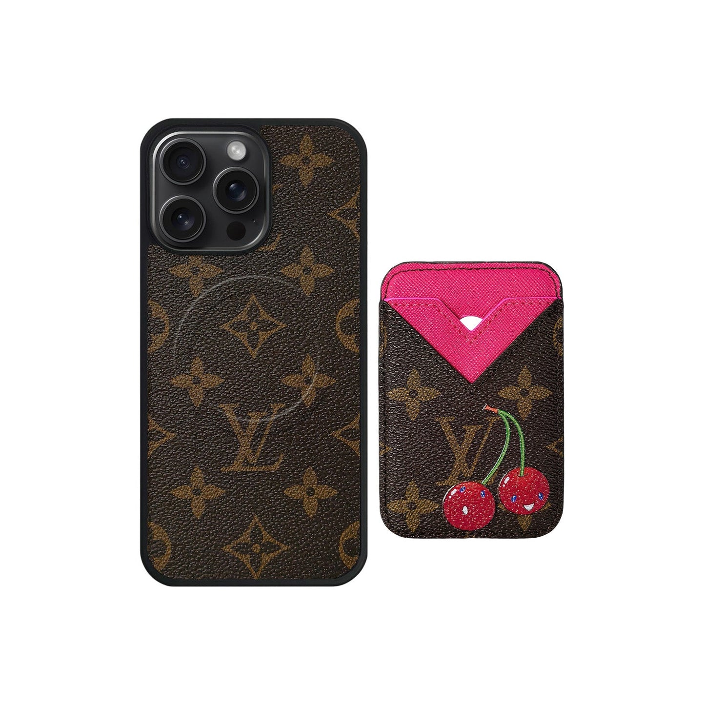 SET MAGSAFE CARDHOLDER LV CHERRY PINK