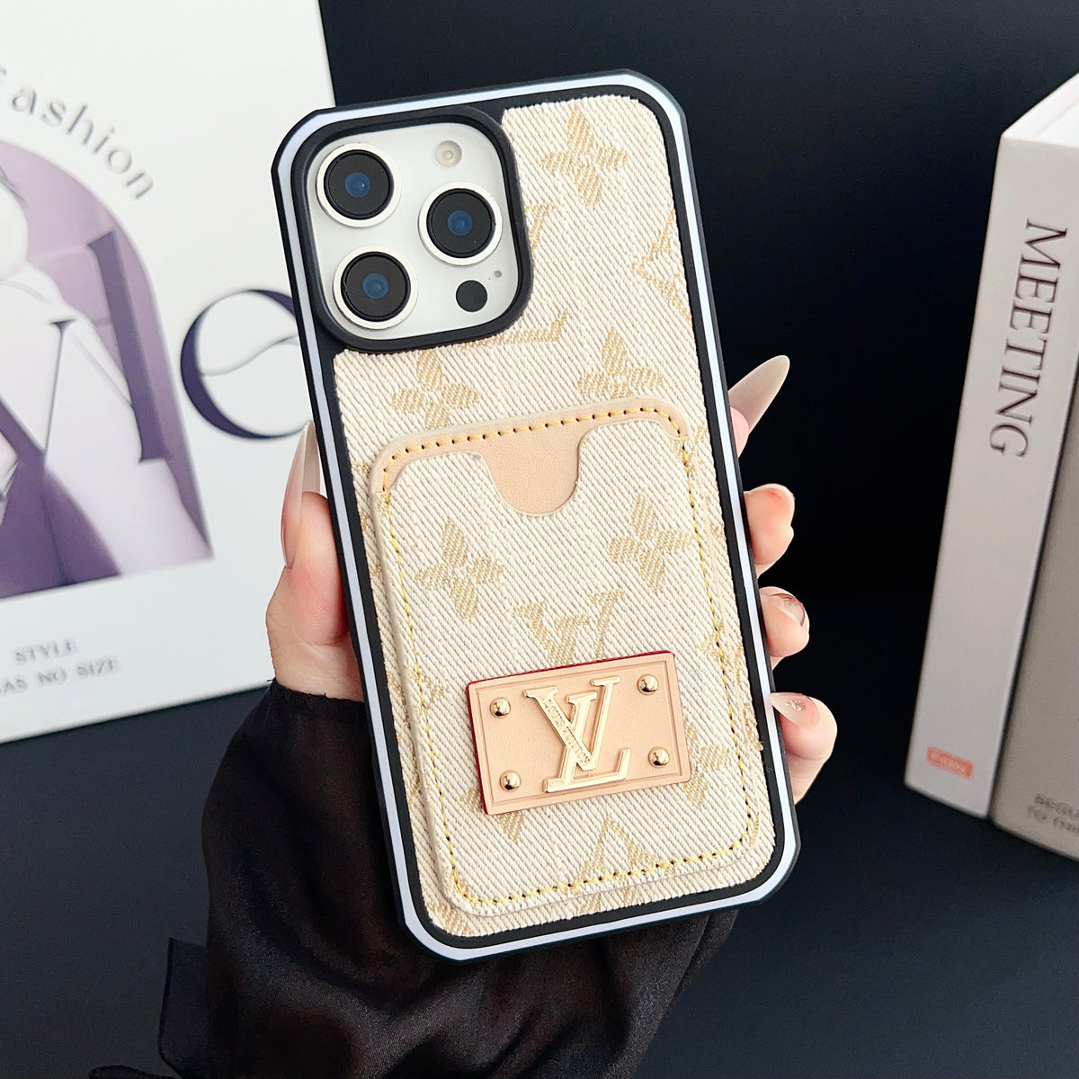 Lv Iphone Case Denim Card Holder For 12-16 Pro Max / 18 Pro / 18 Pro Max