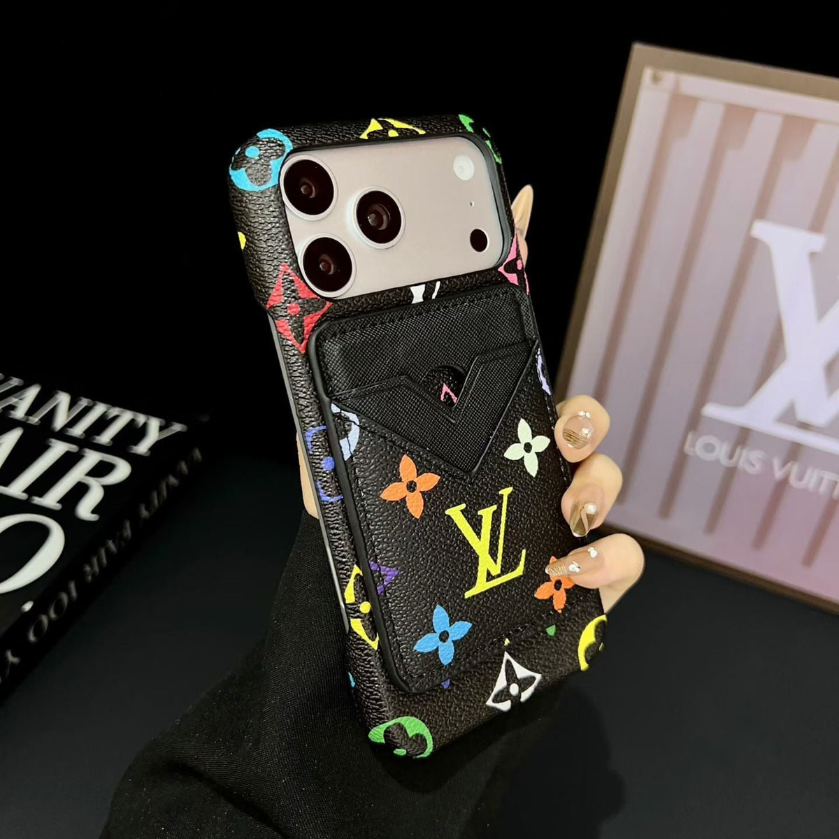 Lv Magsafe Magnet Card Holder Phone Case For Iphone 13-17 / Pro / Pro Max / Plus / Air / 18 Pro / 18 Pro Max